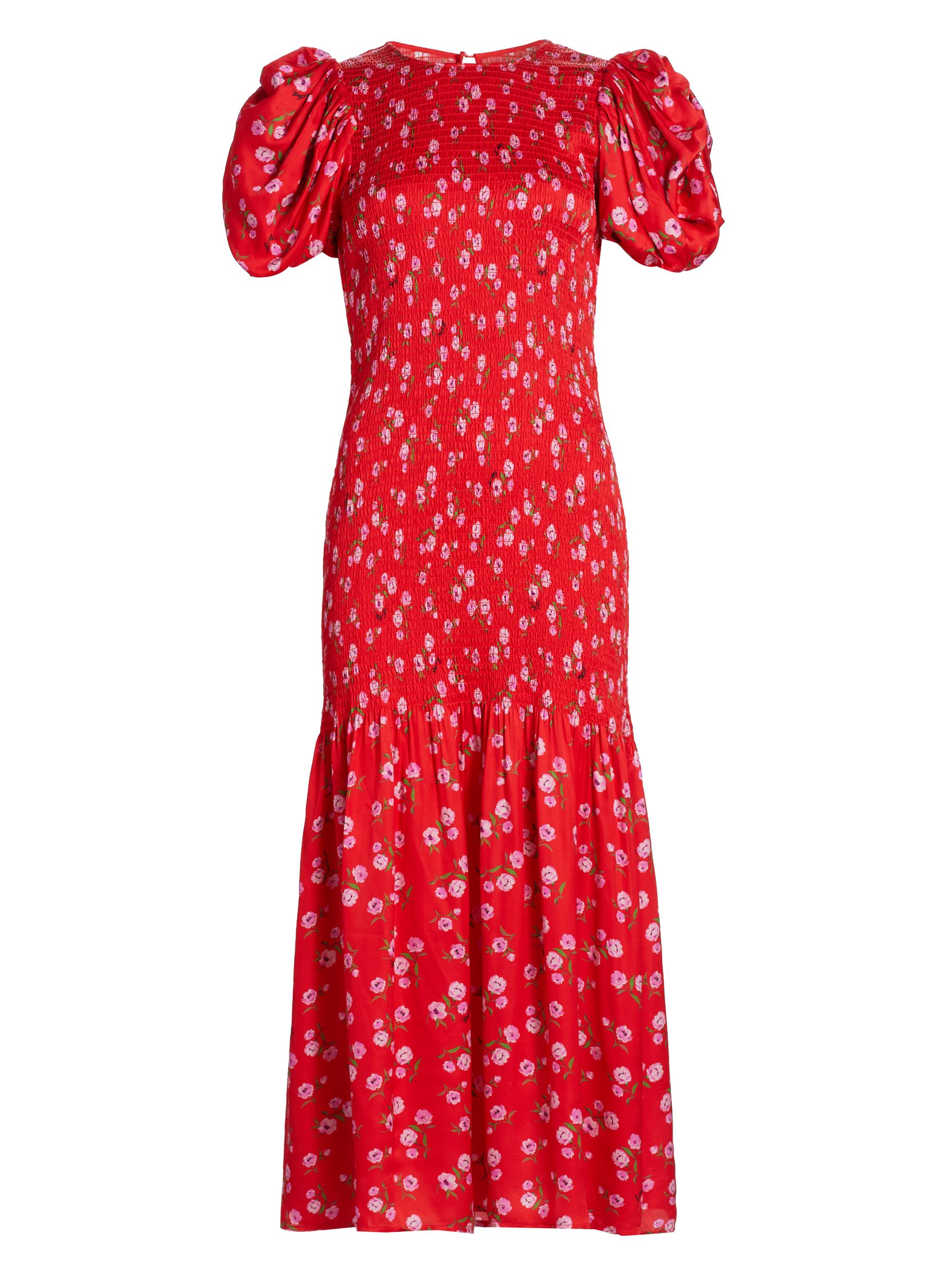 Rotate Birger Christensen Women's Floral Puff-Sleeve Maxi Dress - Wildeve Cluster Red