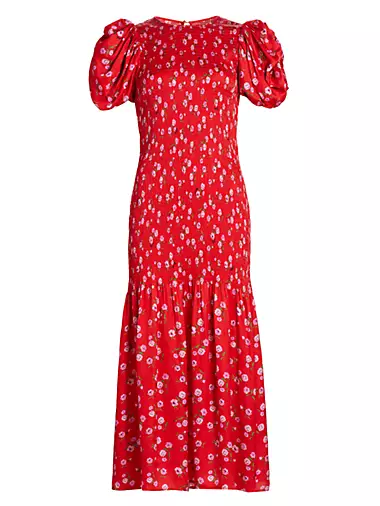 Floral Puff-Sleeve Maxi Dress
