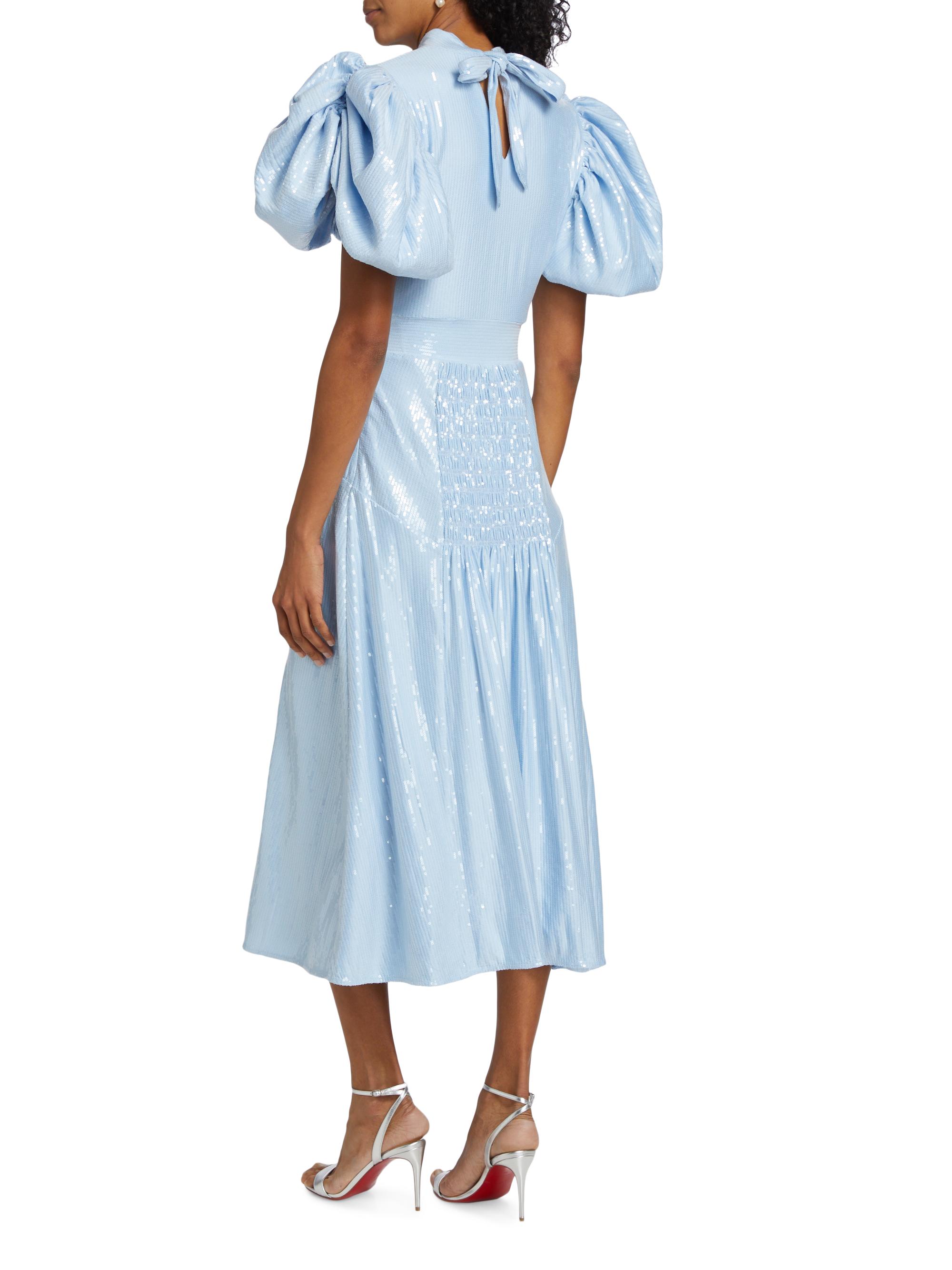 Rotate Birger Christensen Sequined Puff-Sleeve Midi-Dress | Saks Fifth  Avenue