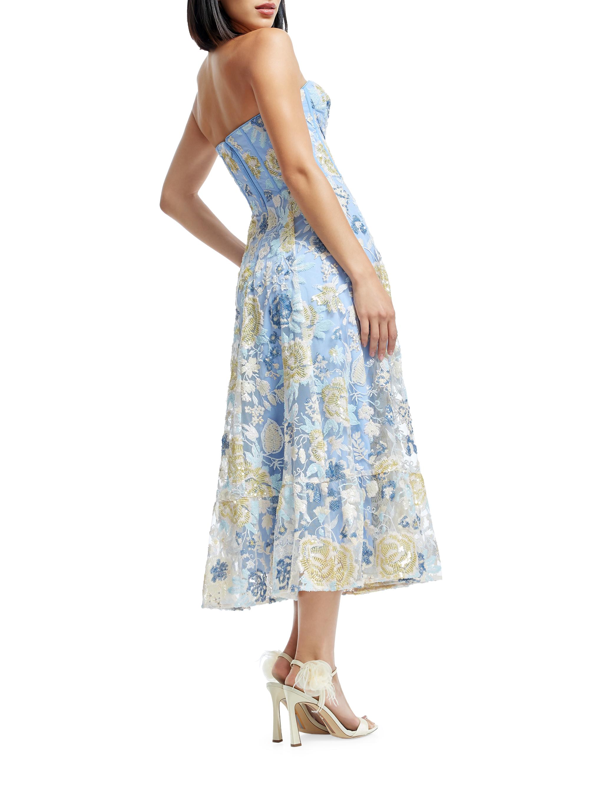 Dress The Population Carina Floral Bustier Midi-Dress | Saks Fifth Avenue