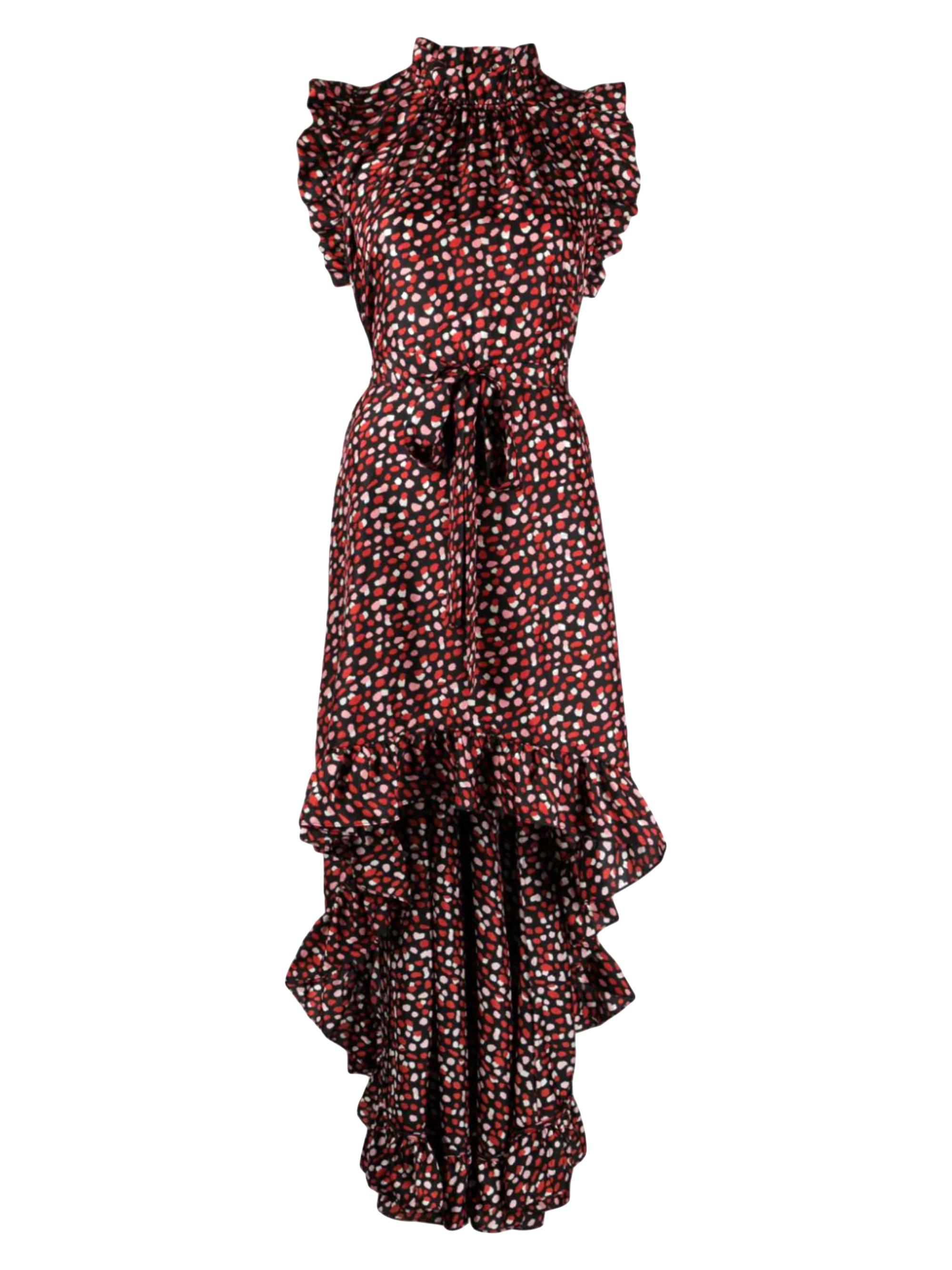 Cynthia Rowley Women's Ruffled Silk High-Low Dress - Black Red Pink