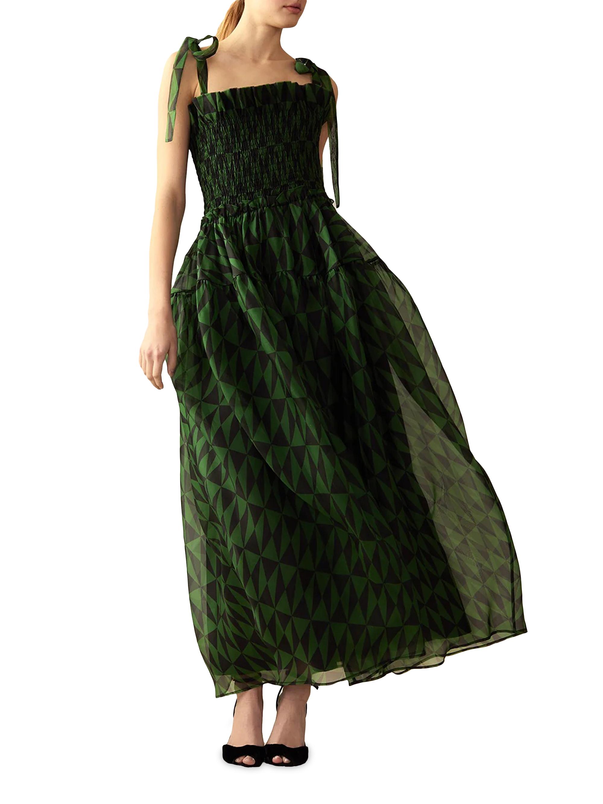 Cynthia Rowley Smocked Tie-Strap Maxi Dress | Saks Fifth Avenue