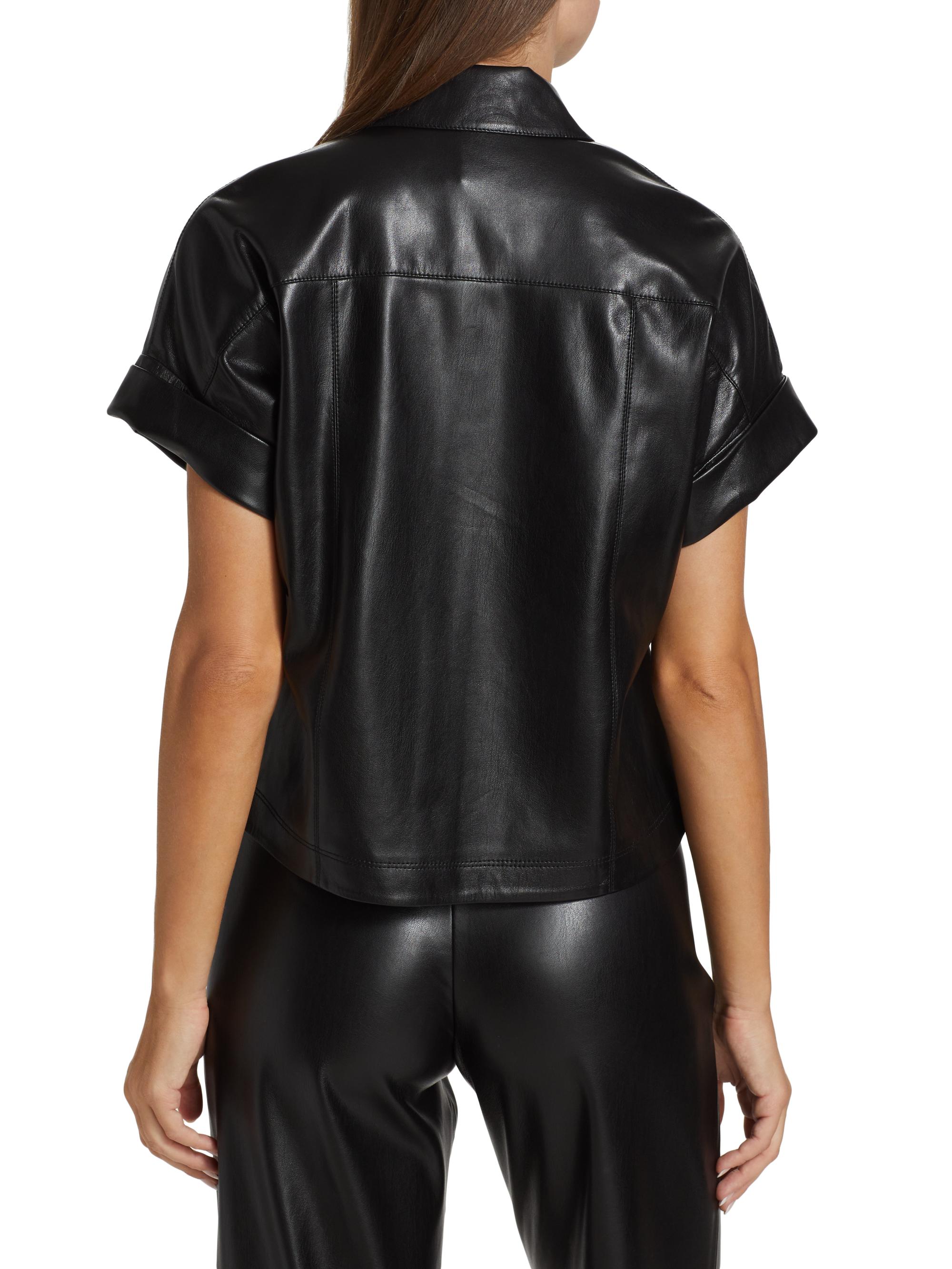 Alice + Olivia Edyth Vegan Leather Shirt | Saks Fifth Avenue
