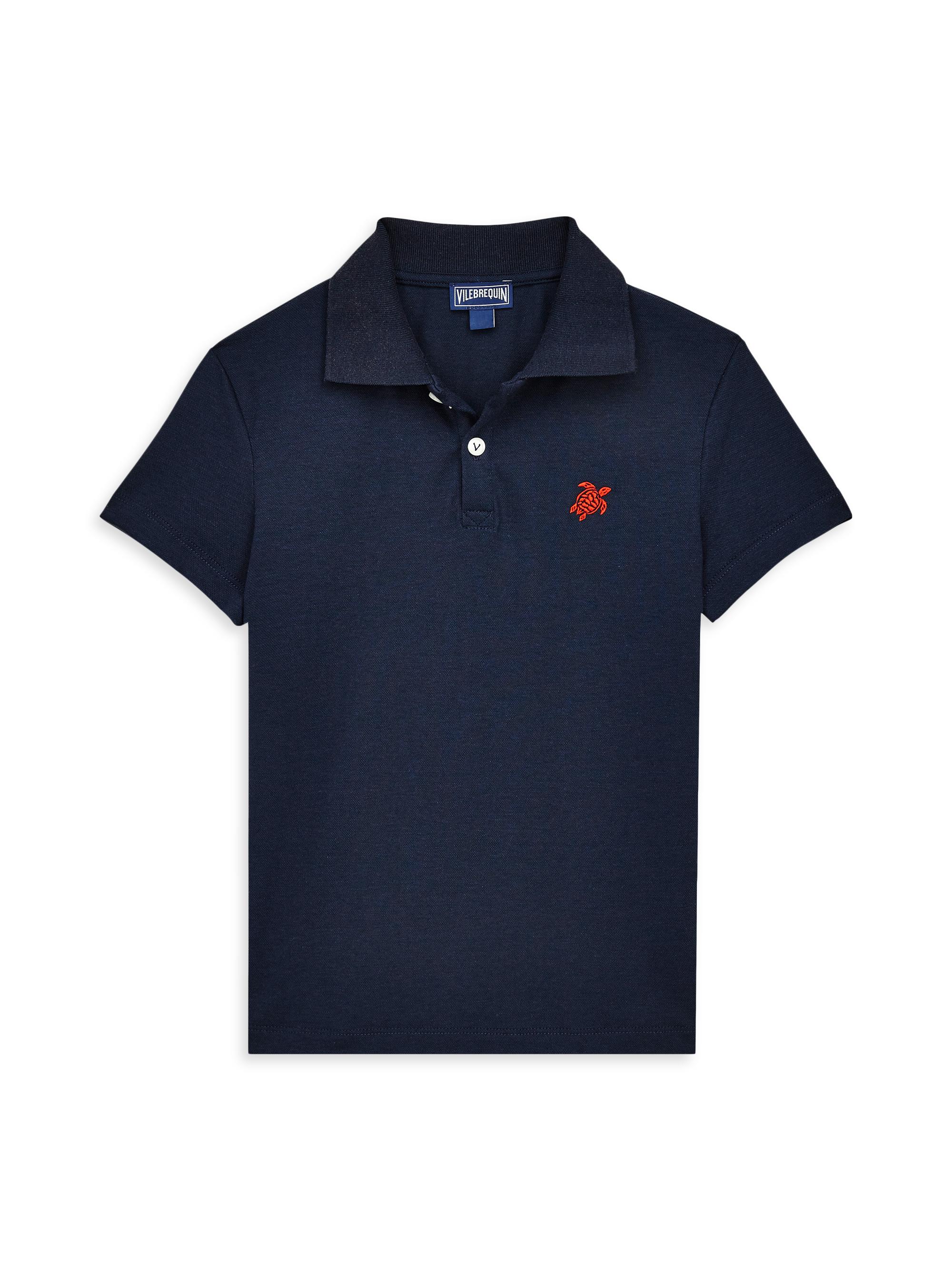 Vilebrequin Little Boy's & Boy's Turtle-Embroidered Polo Shirt - Navy Blue Marine