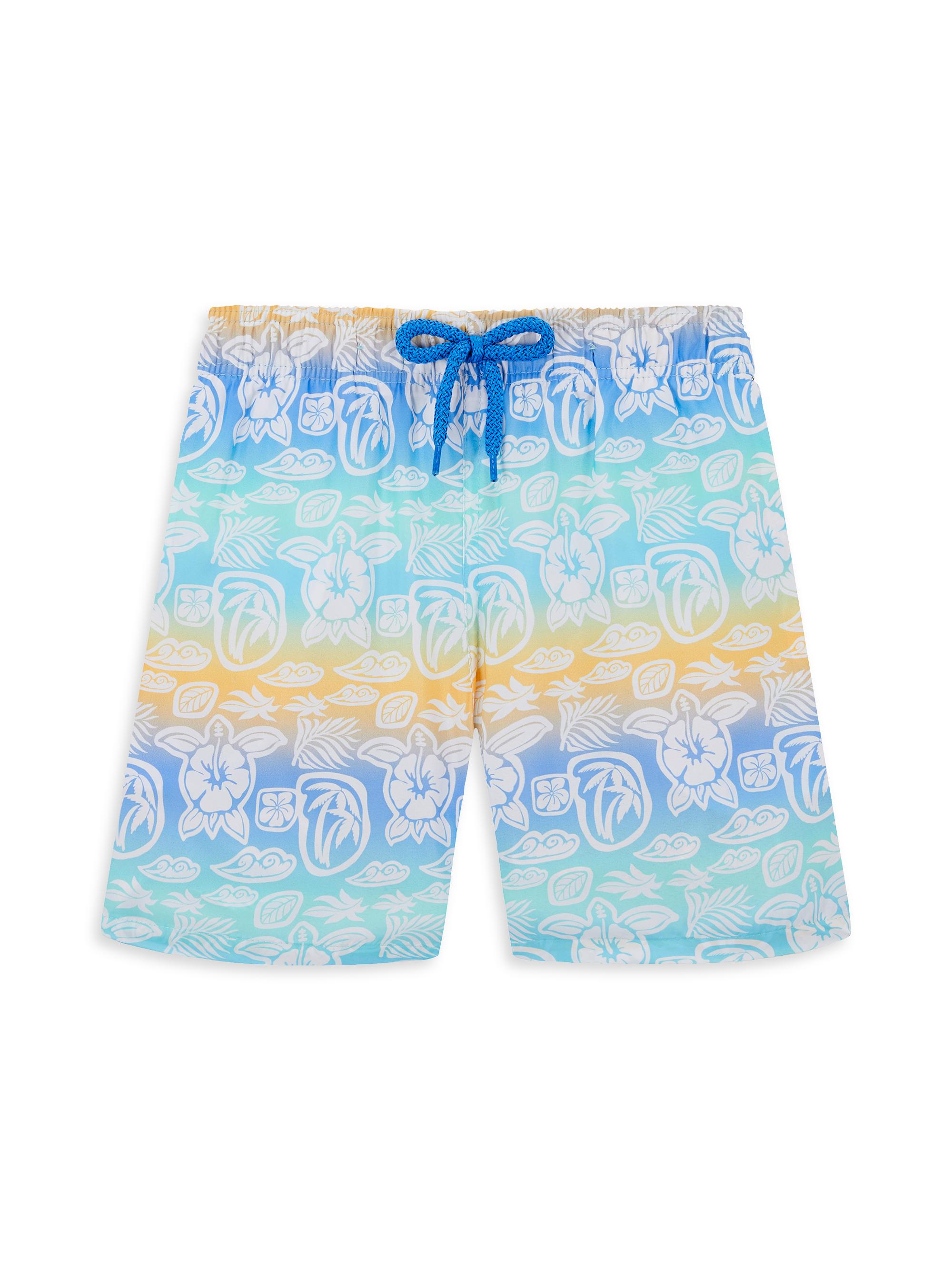 Vilebrequin Little Boy's & Boy's Ombré Tahiti Turtles Swim Trunks - White Multi