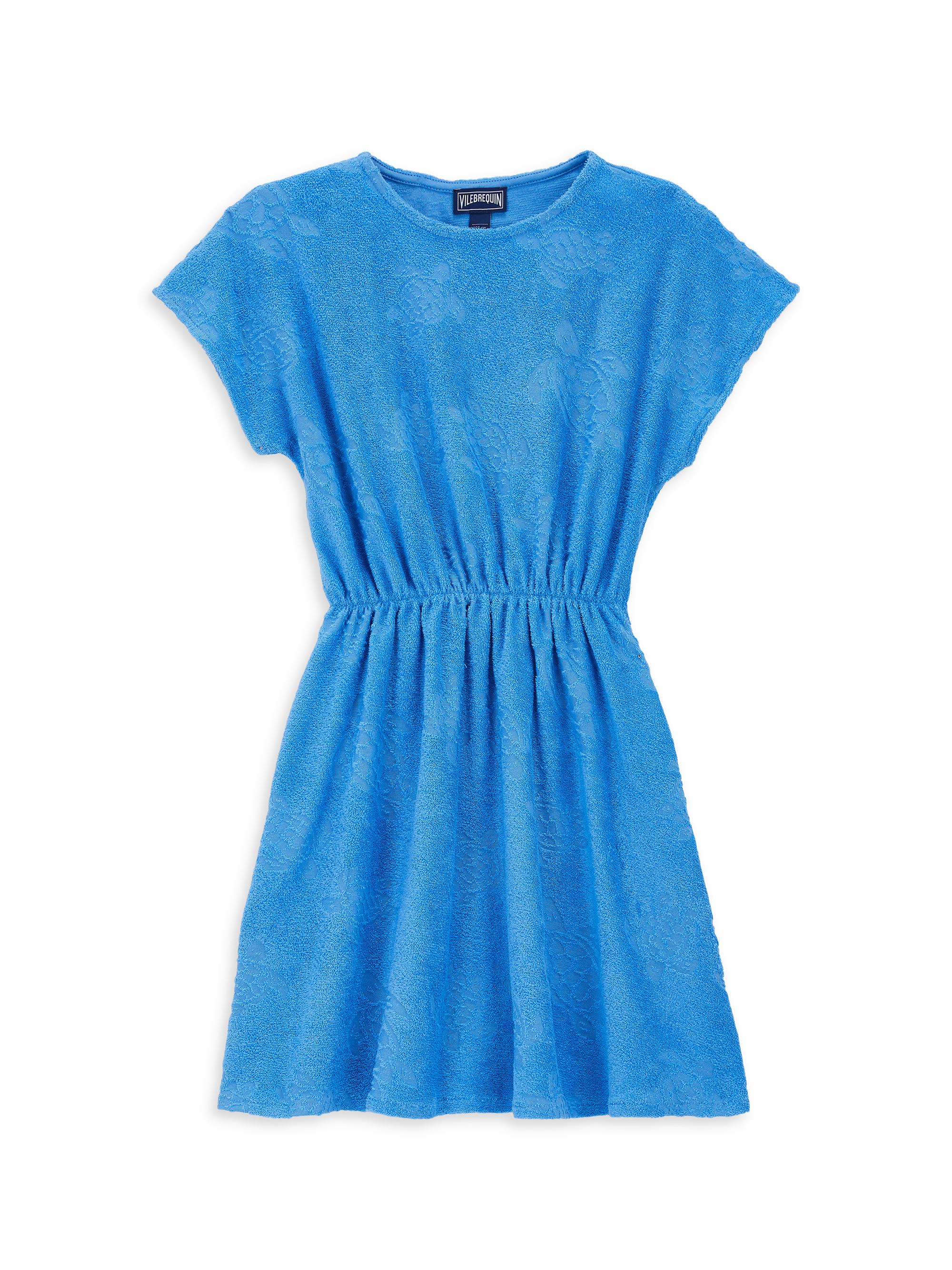 Vilebrequin Little Girl's & Girl's Ronde Des Tortues Terry Jacquard Dress - Ocean