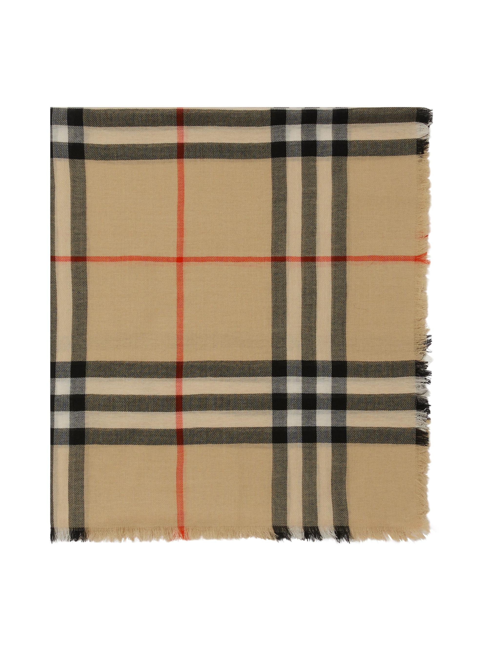 Burberry Men's Check Wool Scarf - Sand