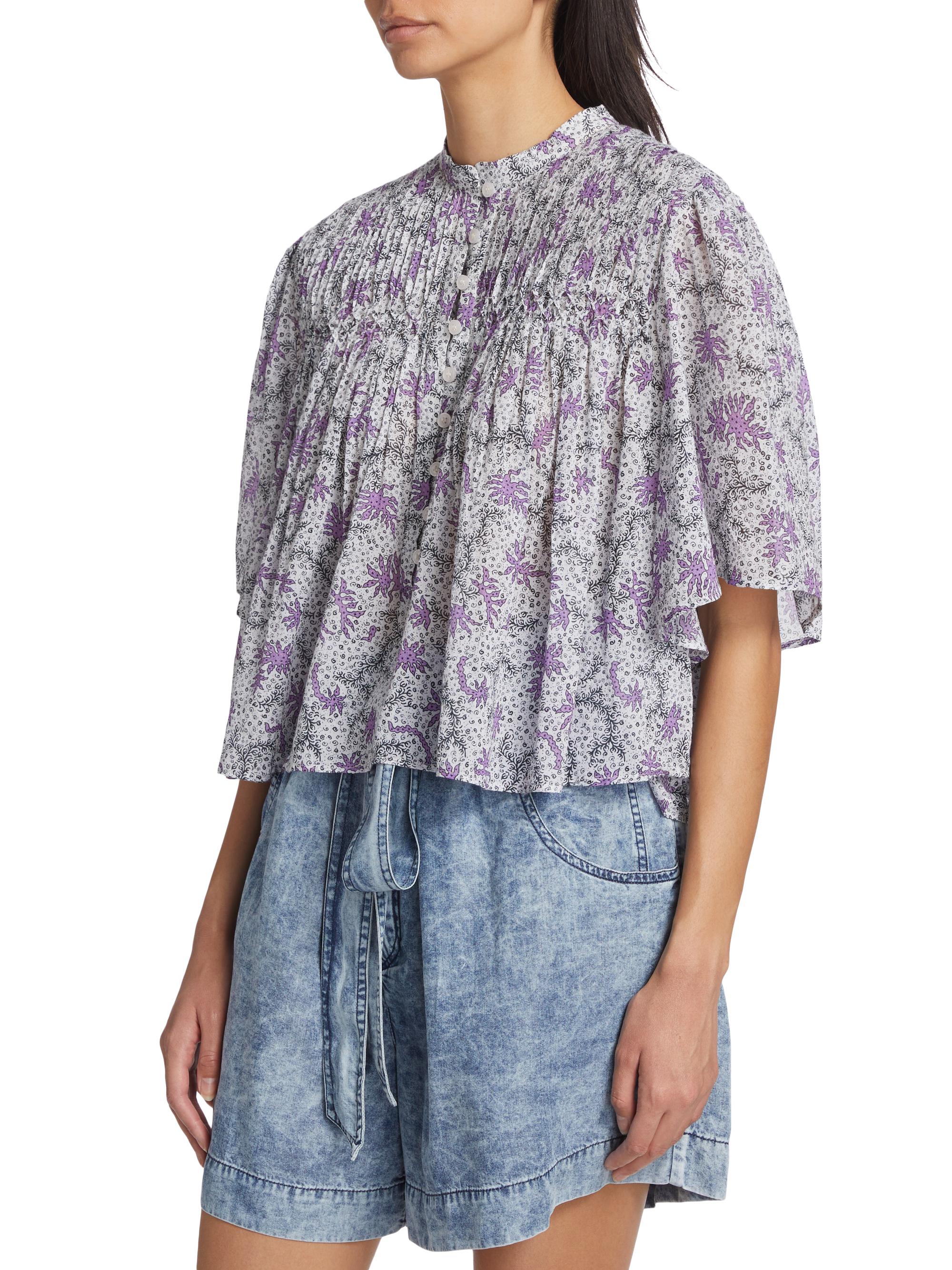 Isabel Marant Étoile Destiny Reef Pintuck Crop Blouse | Saks Fifth