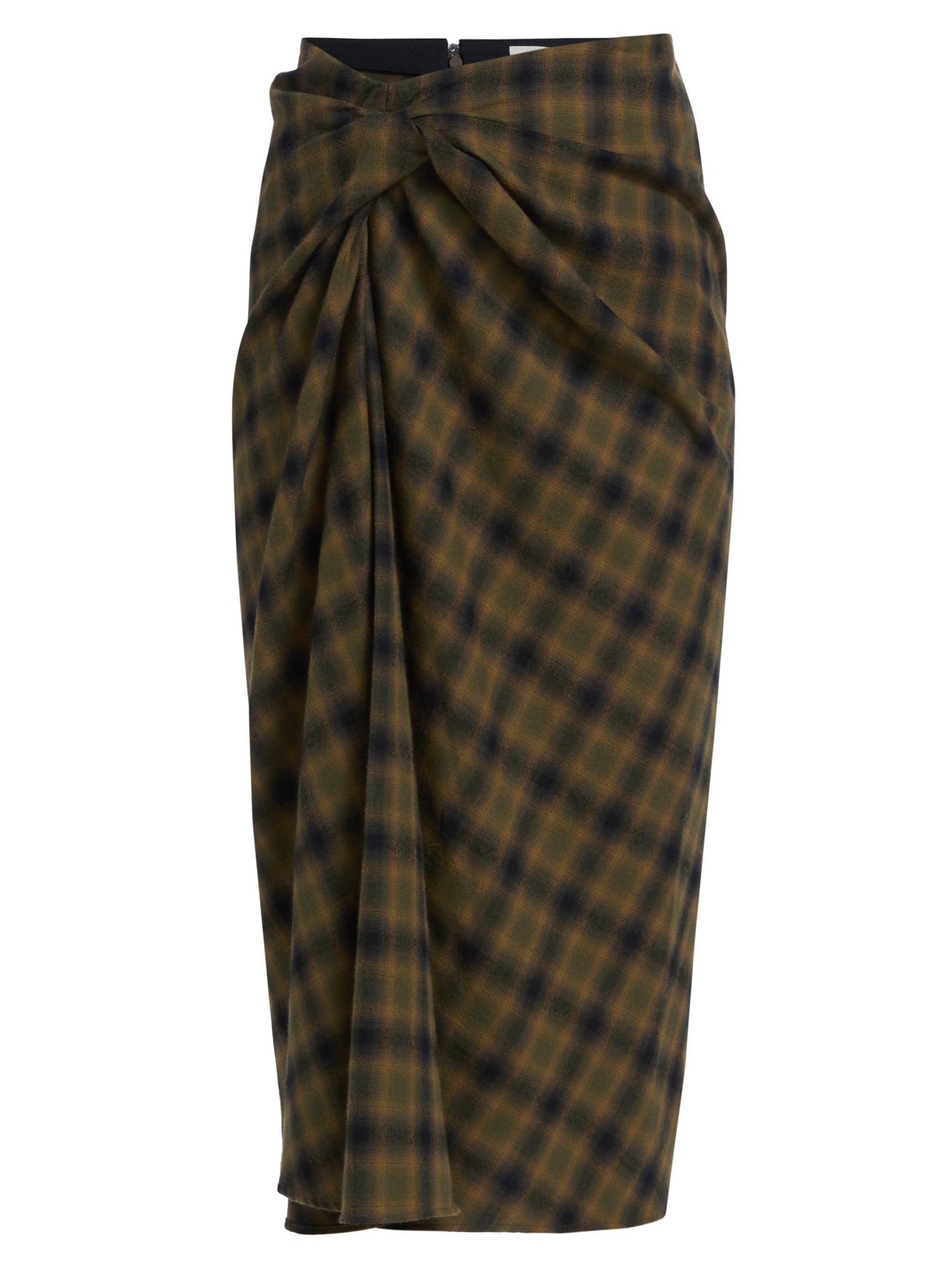 Isabel Marant Étoile Women's Tijuana Checked Cotton Midi-Skirt - Khaki Khaki
