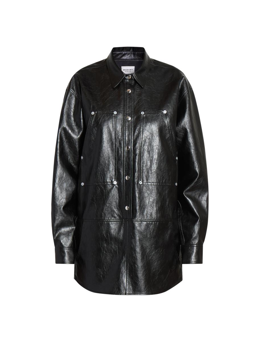 【関税&送料込】Marant Etoile Kelsie Leather-Alternative Mat Isabel Marant Étoile Ayali Faux-Leather Shirtdress | Saks