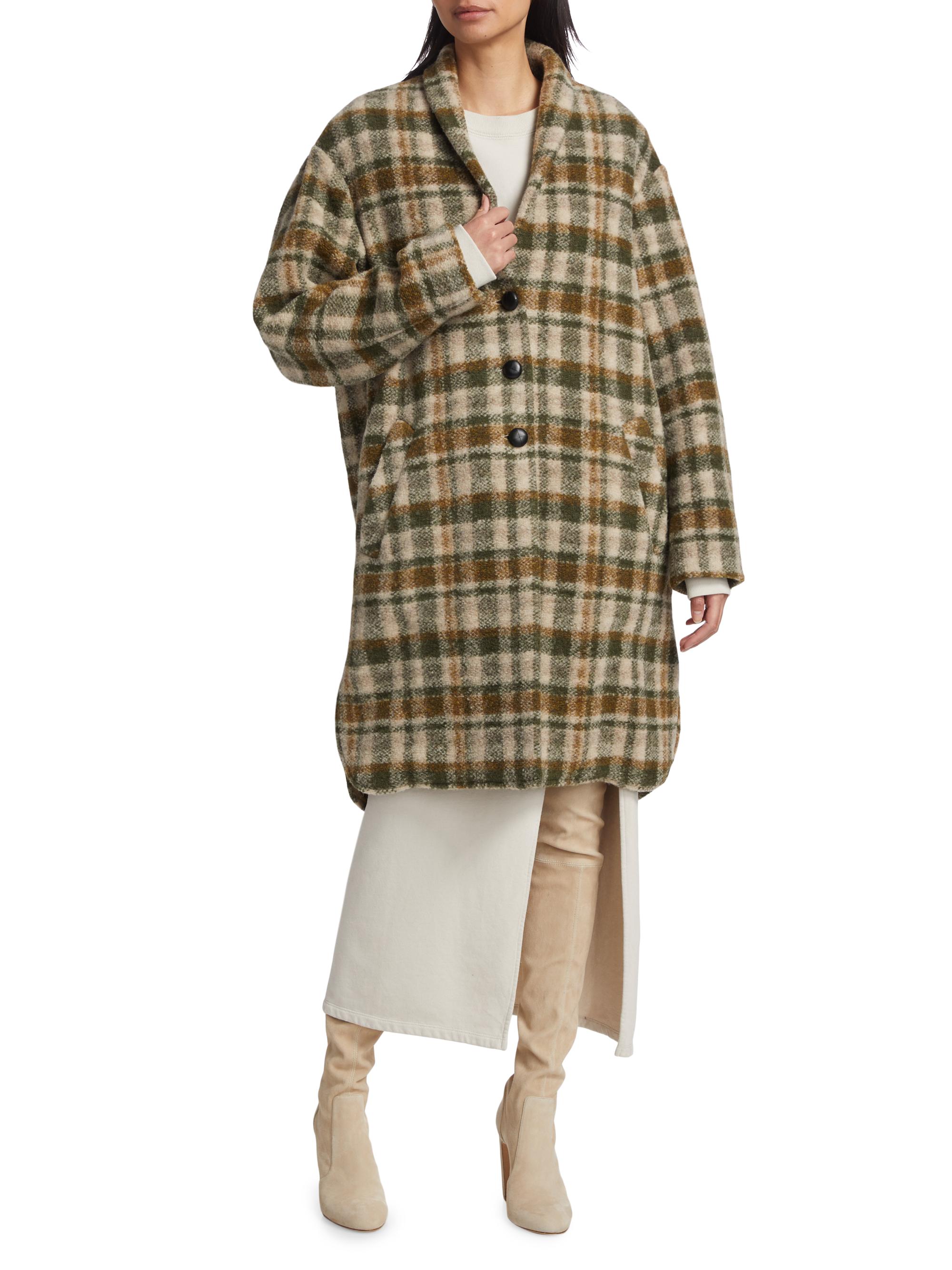 Isabel Marant Étoile Gabriel Check Wool-Blend Coat | Saks Fifth Avenue
