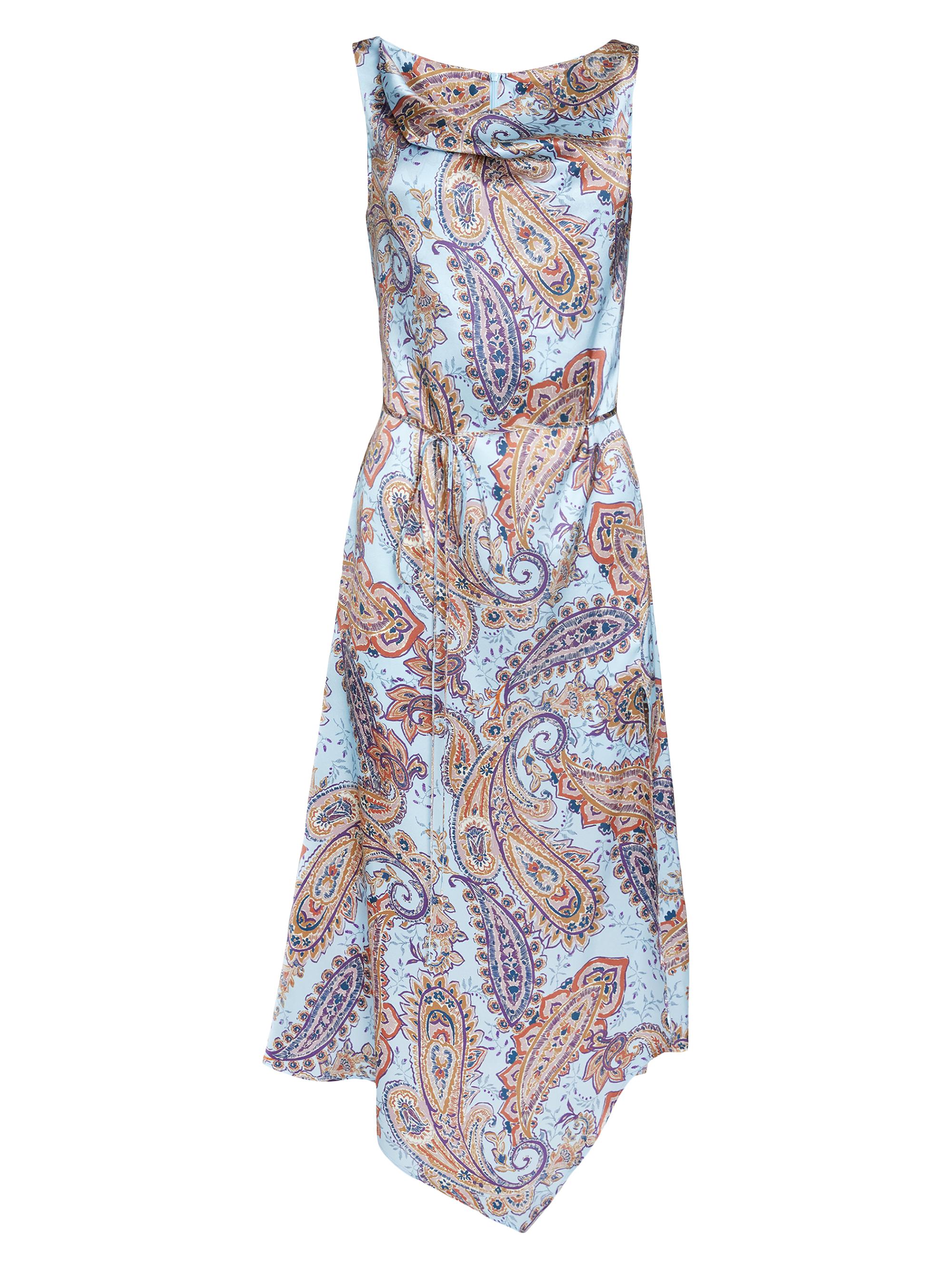 Santorelli Women's Printed Silk Cowlneck Maxi Dress - Sky Blue