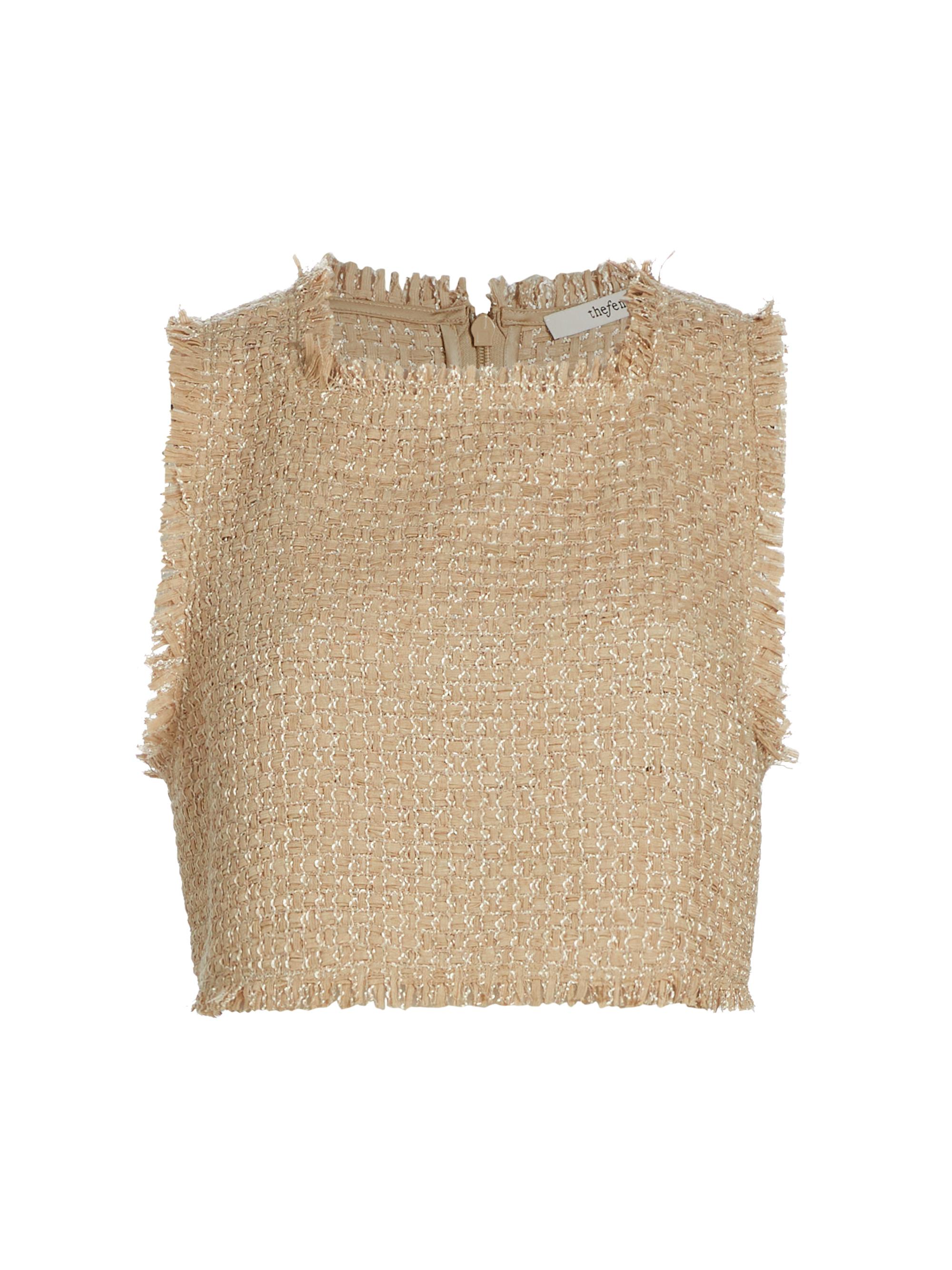 The Femm Women's Tyla Tweed Crop Top - Beige
