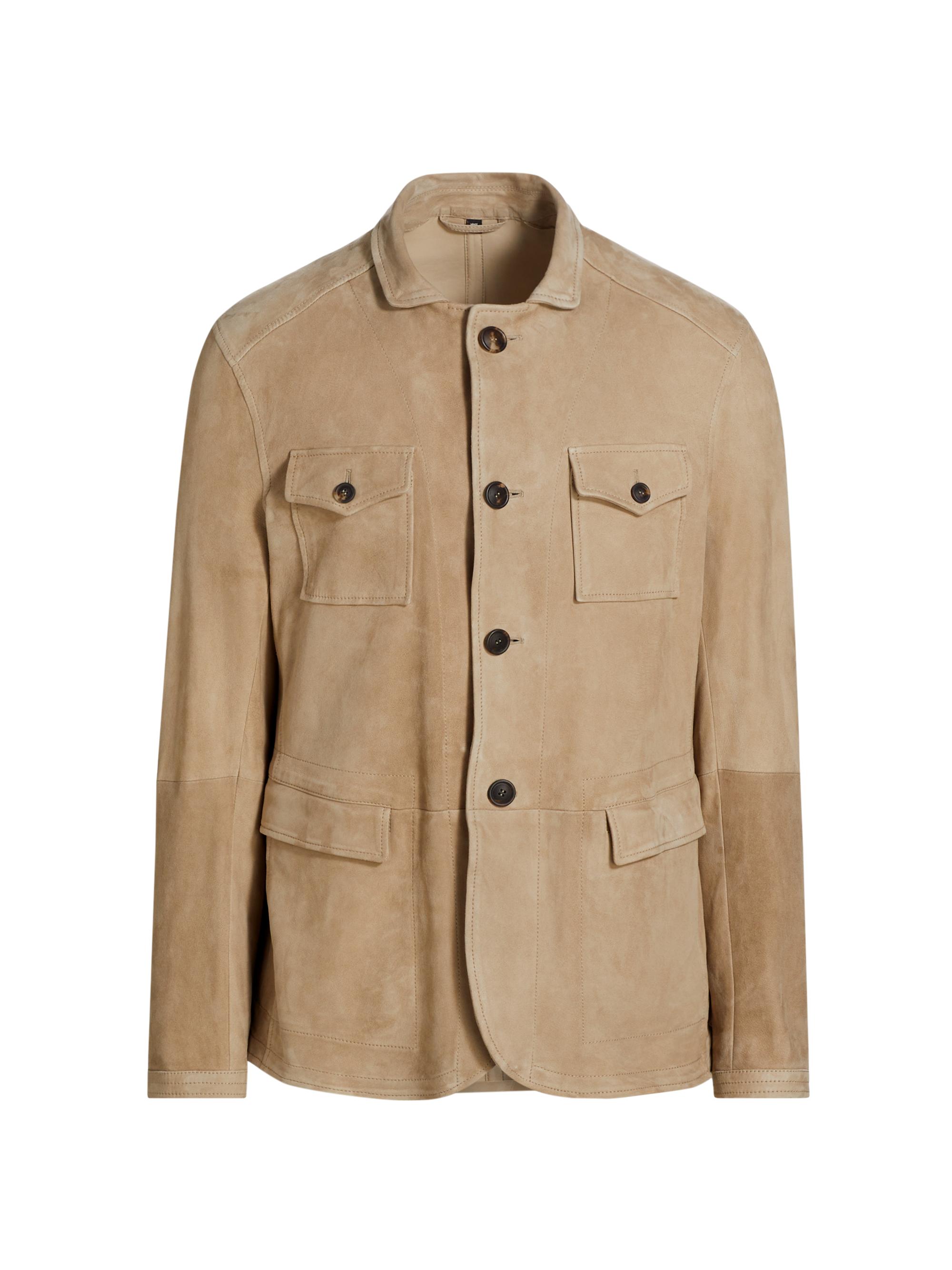 Giorgio Armani Men's Suede Button-Front Jacket - Tan