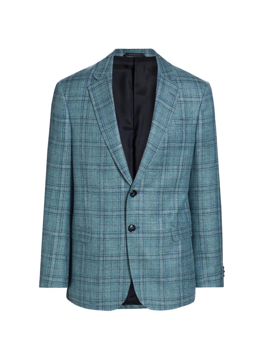 【関税&送料込】Giorgio Armani Silk Blend Lined Blazer Giorgio Armani Plaid Silk-Blend Two-Button Blazer | Saks