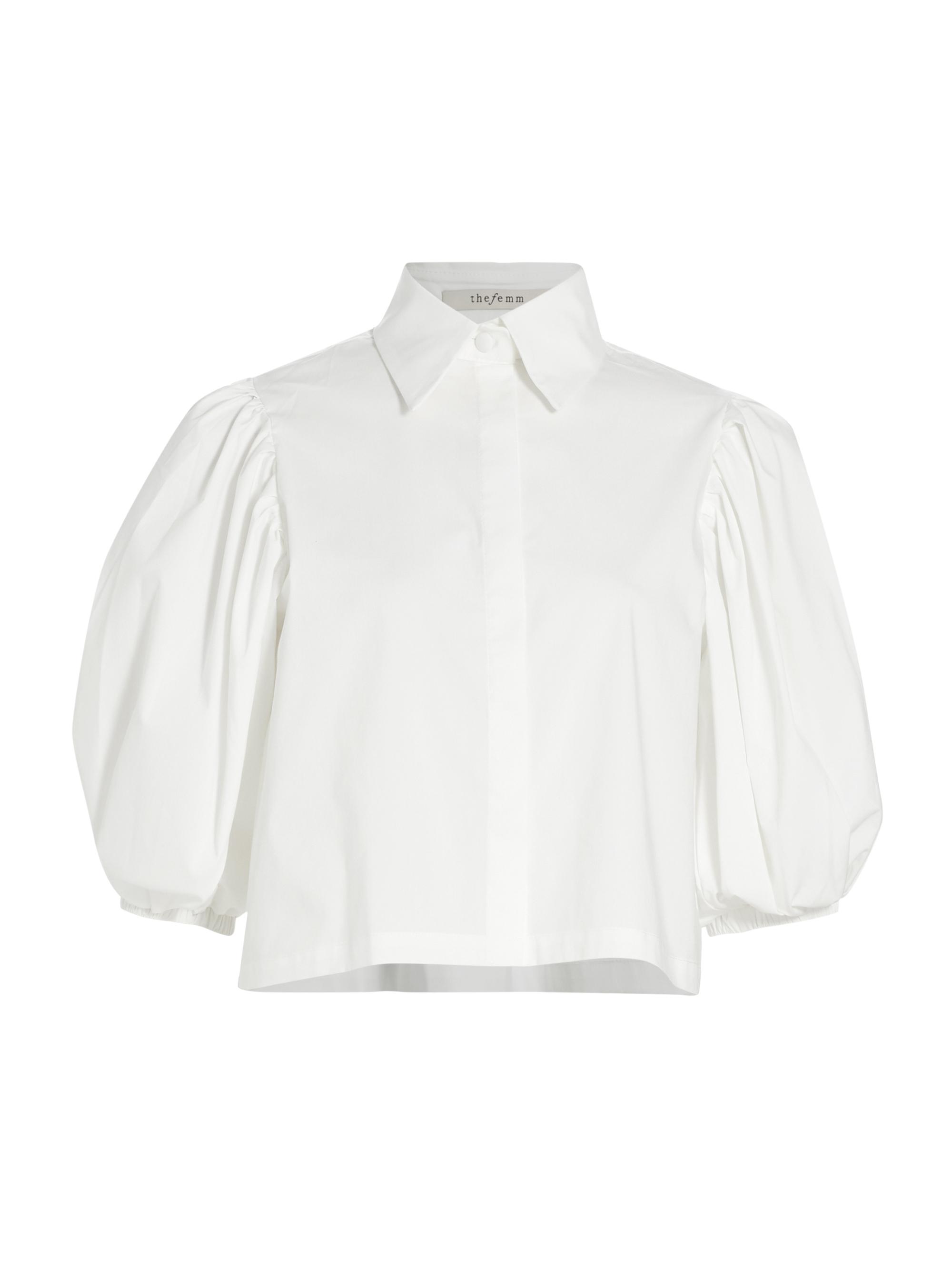 The Femm Women's Paula Cotton Puff-Sleeve Top -