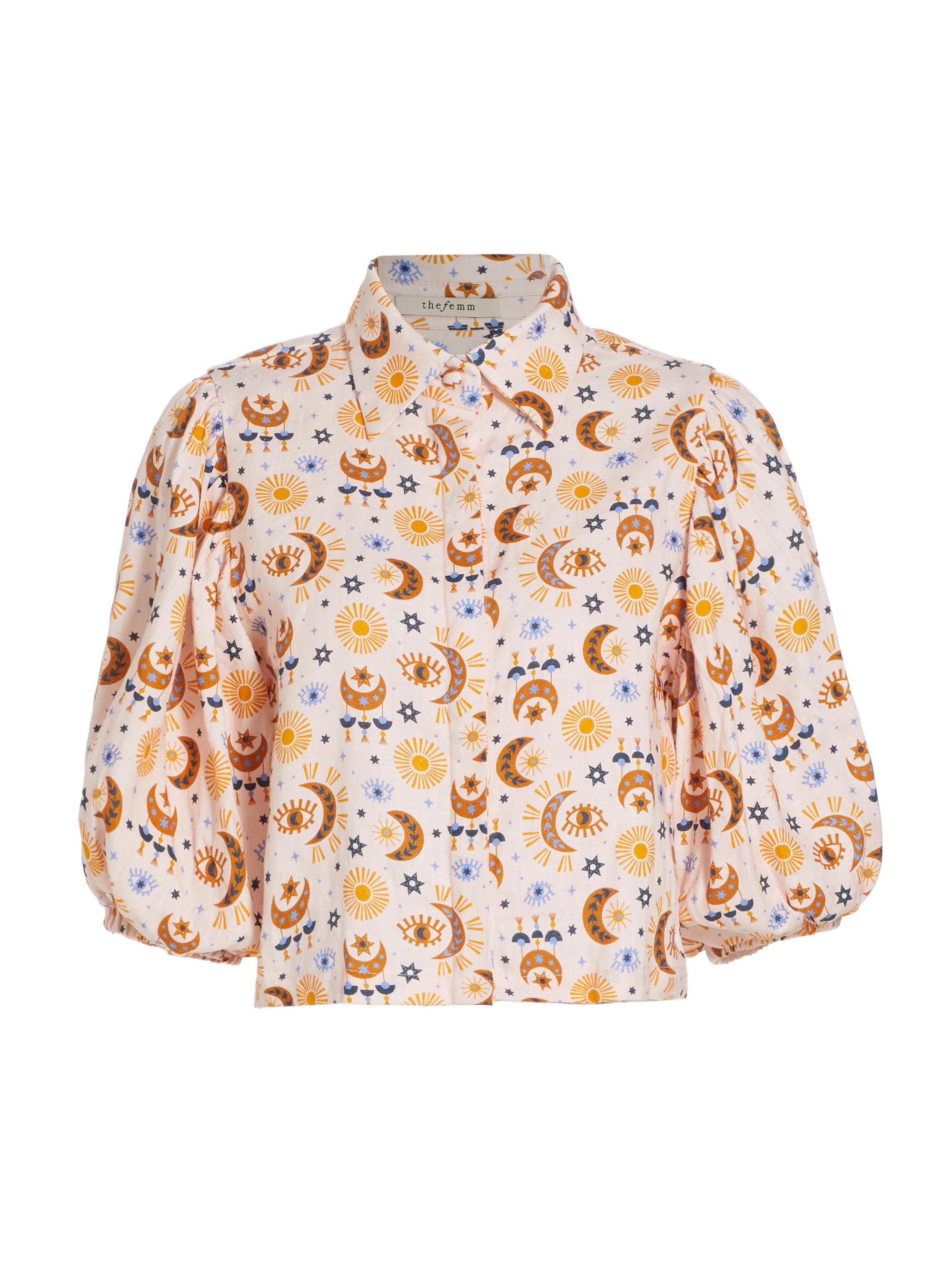 The Femm Women's Kengy Printed Puff-Sleeve Top - Printed Pink