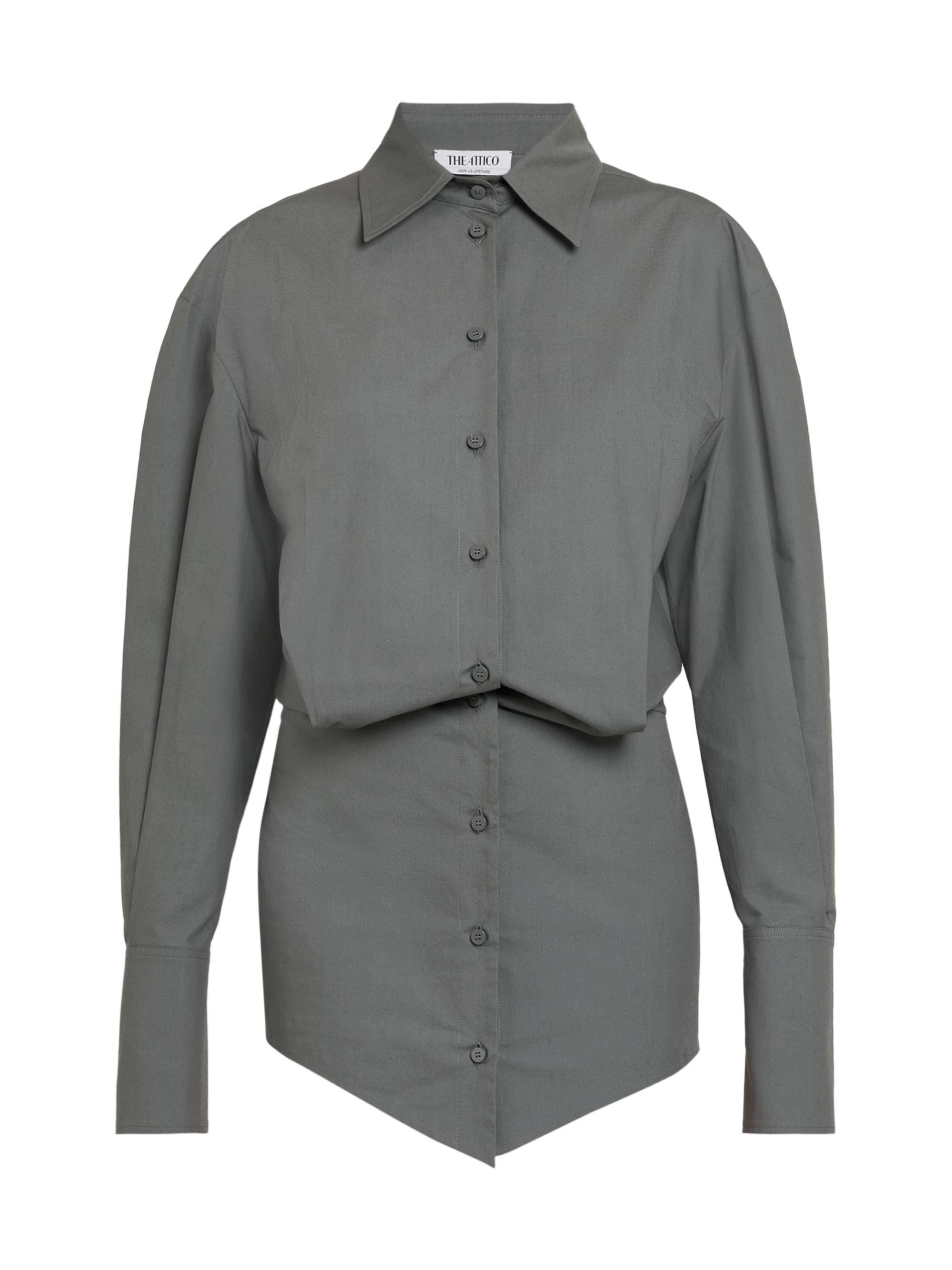The Attico Women's Blouson Poplin Mini Shirtdress - Grey