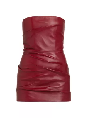 The Attico Women's Strapless Leather Body-Con Minidress - Vibrant Red