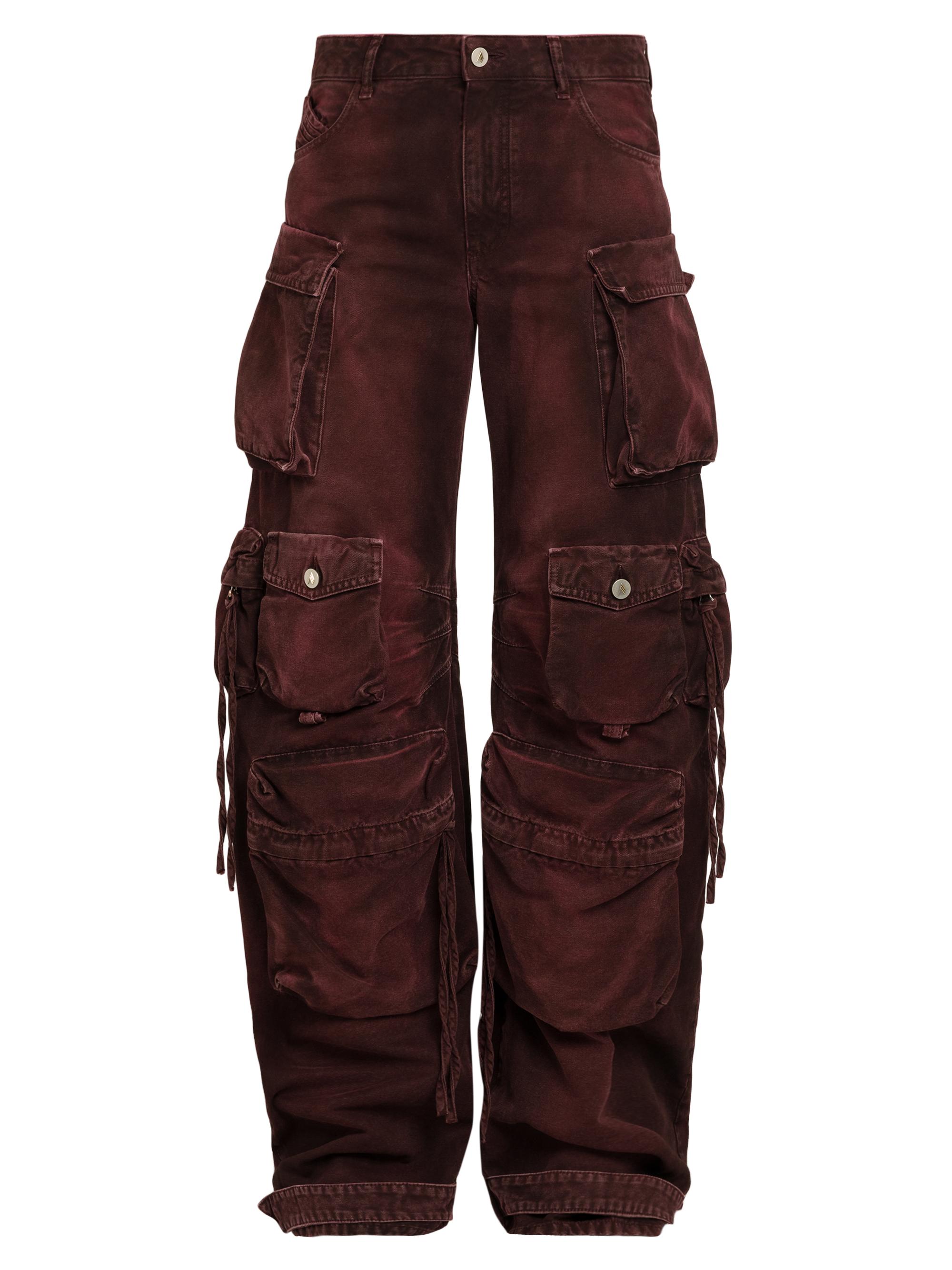 The Attico Women's Fern Lunghi Mid-Rise Wide-Leg Cargo Jeans - Red Burgundy