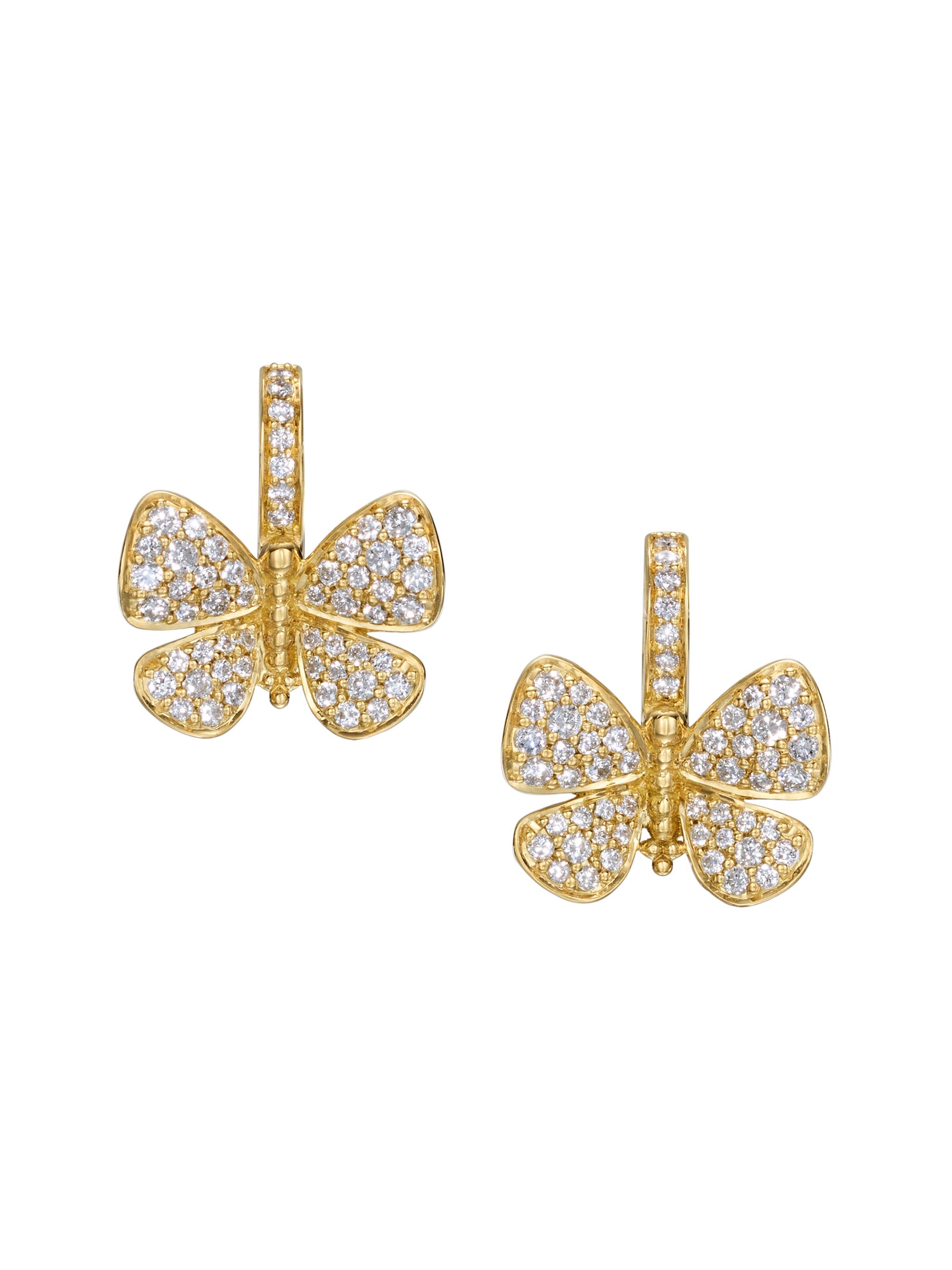Temple St. Clair Women's 18K Gold Snow Butterfly Earrings - Yellow Gold