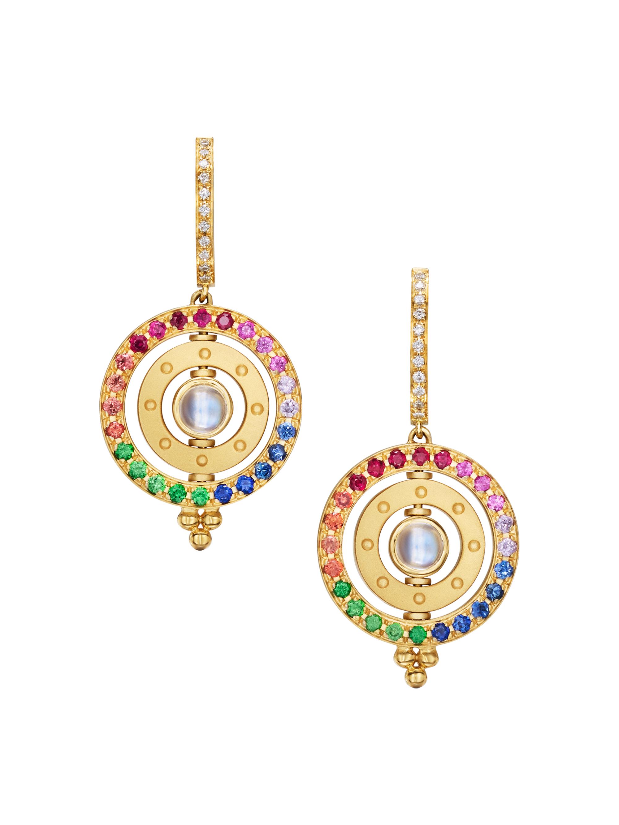 Temple St. Clair Women's Florence86 Orbit 18K Yellow Gold, 0.21 TCW Diamond & Rainbow Multi-Gemstone Drop Earrings - Yellow Gold