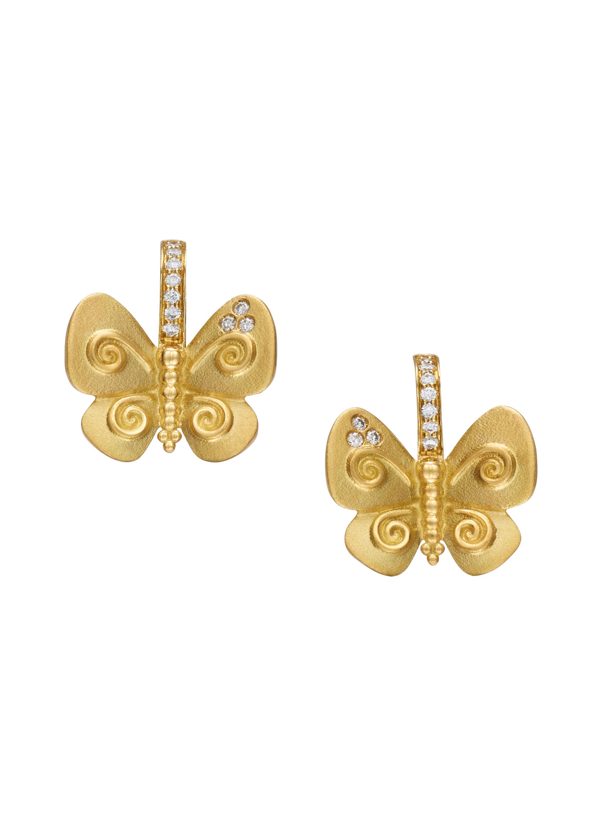 Temple St. Clair Women's Florence86 FJ Golden Butterfly 18K Yellow Gold & 0.08 TCW Diamond Earrings - Yellow Gold