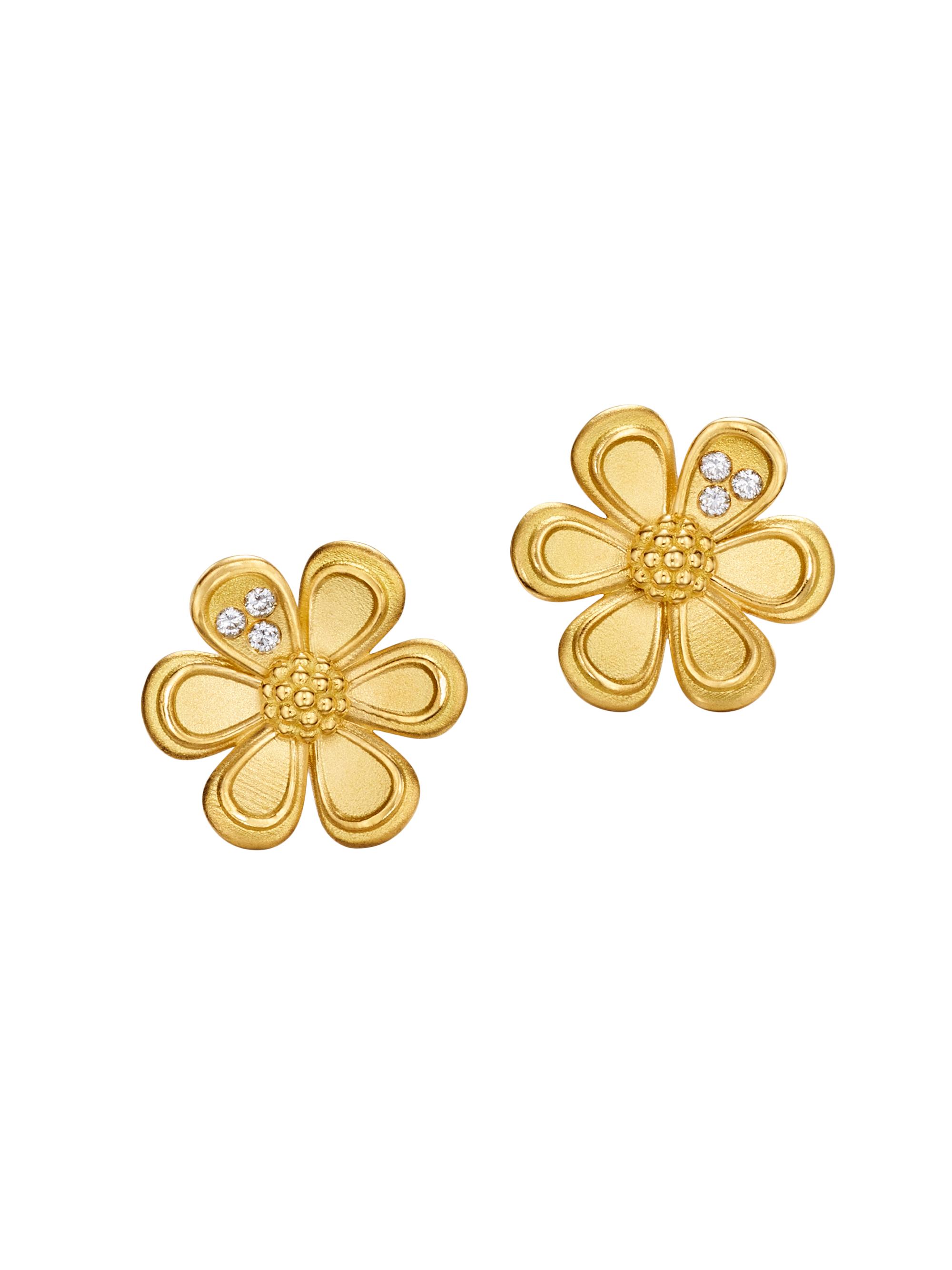 Temple St. Clair Women's Florence86 FJ Golden Flower 18K Yellow Gold & 0.05 TCW Diamond Stud Earrings - Yellow Gold