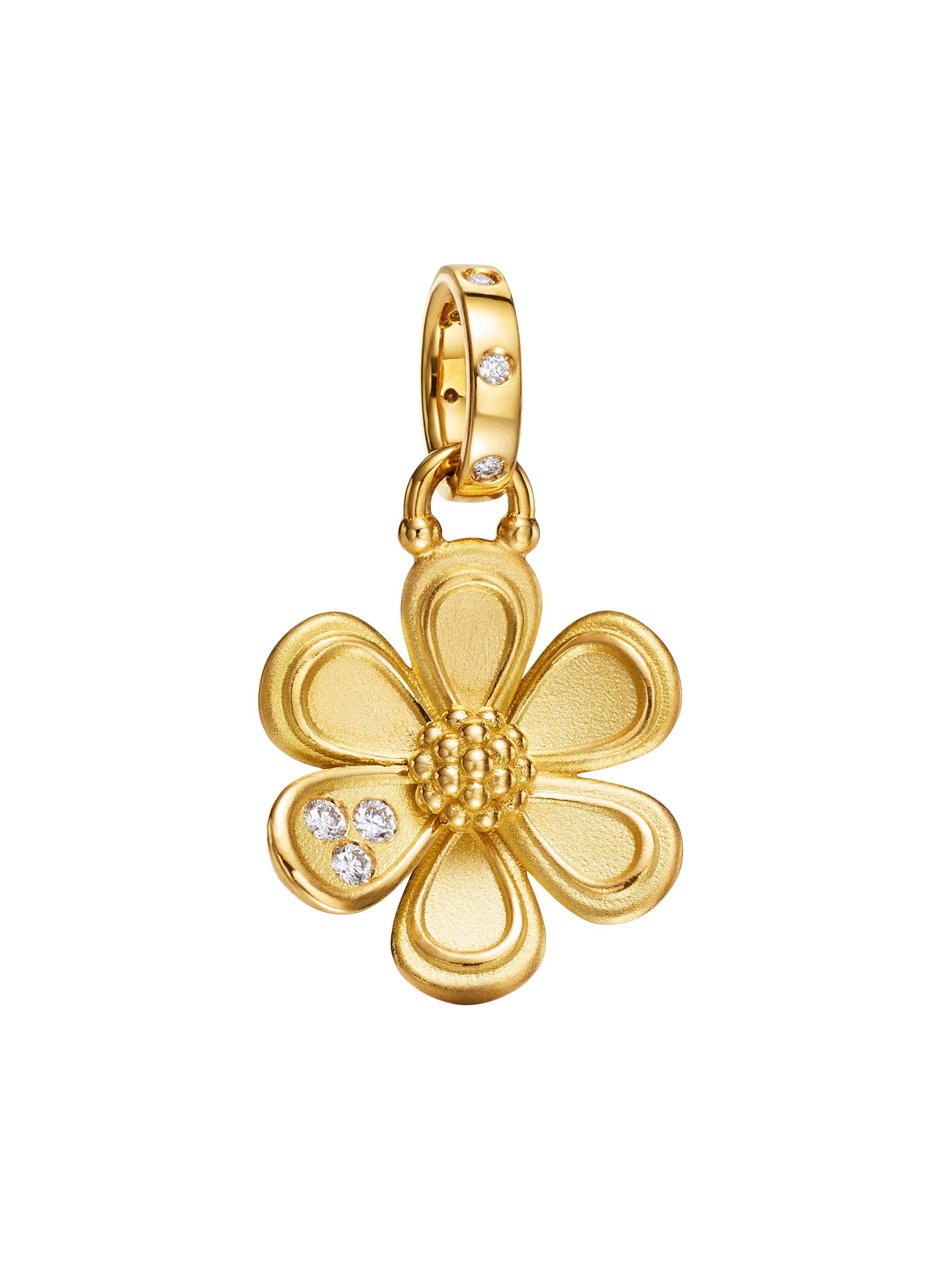 Temple St. Clair Women's FJ Golden Flower 18K Yellow Gold & 0.09 TCW Diamond Pendant - Yellow Gold