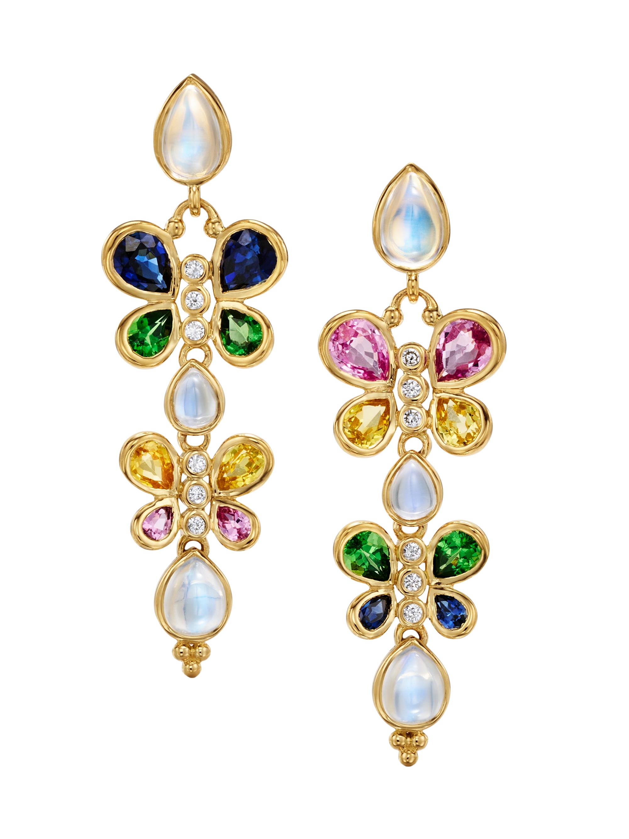 Temple St. Clair Women's Florence86 FJ Flora 18K Yellow Gold, 0.1 TCW Diamond & Multi-Gemstone Drop Earrings - Yellow Gold