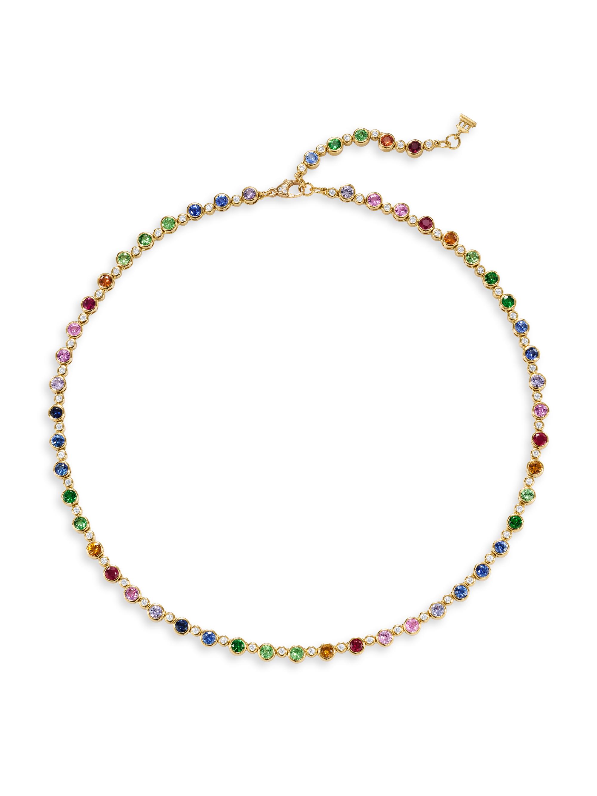 Temple St. Clair Women's Florence86 FJ Rainbow Eternity 18K Yellow Gold, 1.54 TCW Diamond & Multi-Gemstone Necklace - Yellow Gold