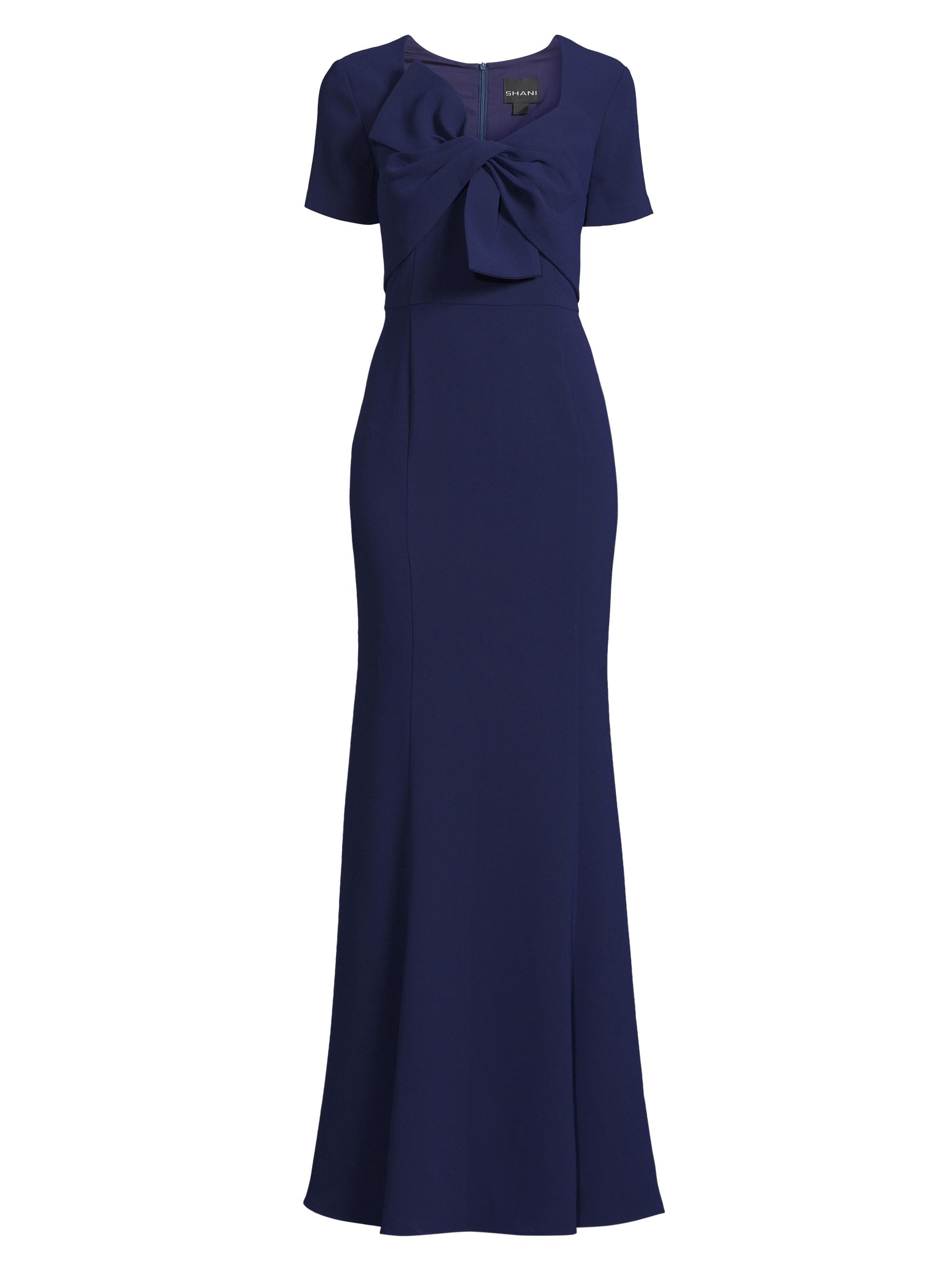 Shani Women's Crepe Bow Bodice Gown - Navy