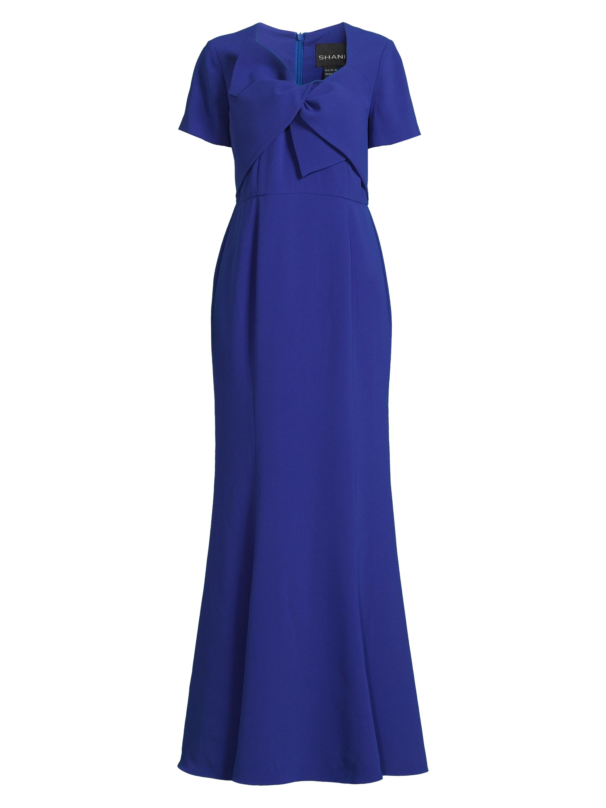 Shani Women's Crepe Bow Bodice Gown - Royal Blue