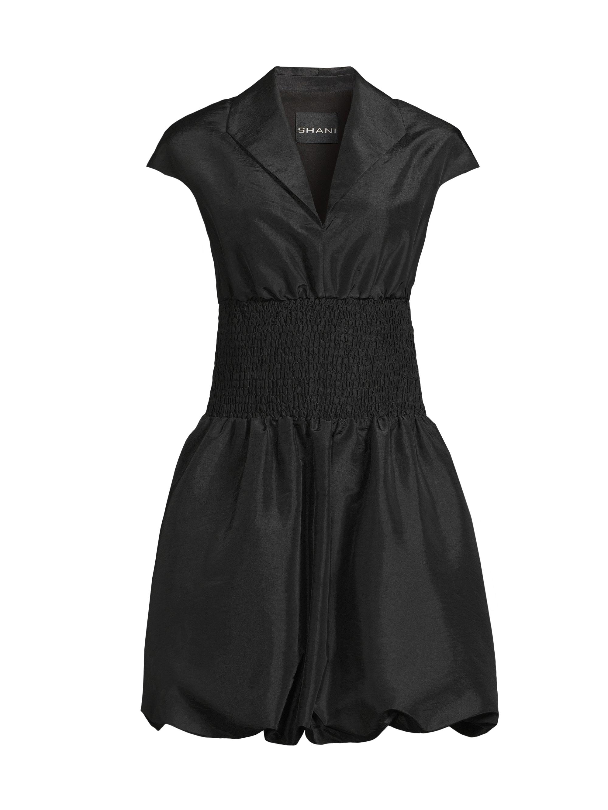 Shani Women's Smocked Balloon Dress - Black