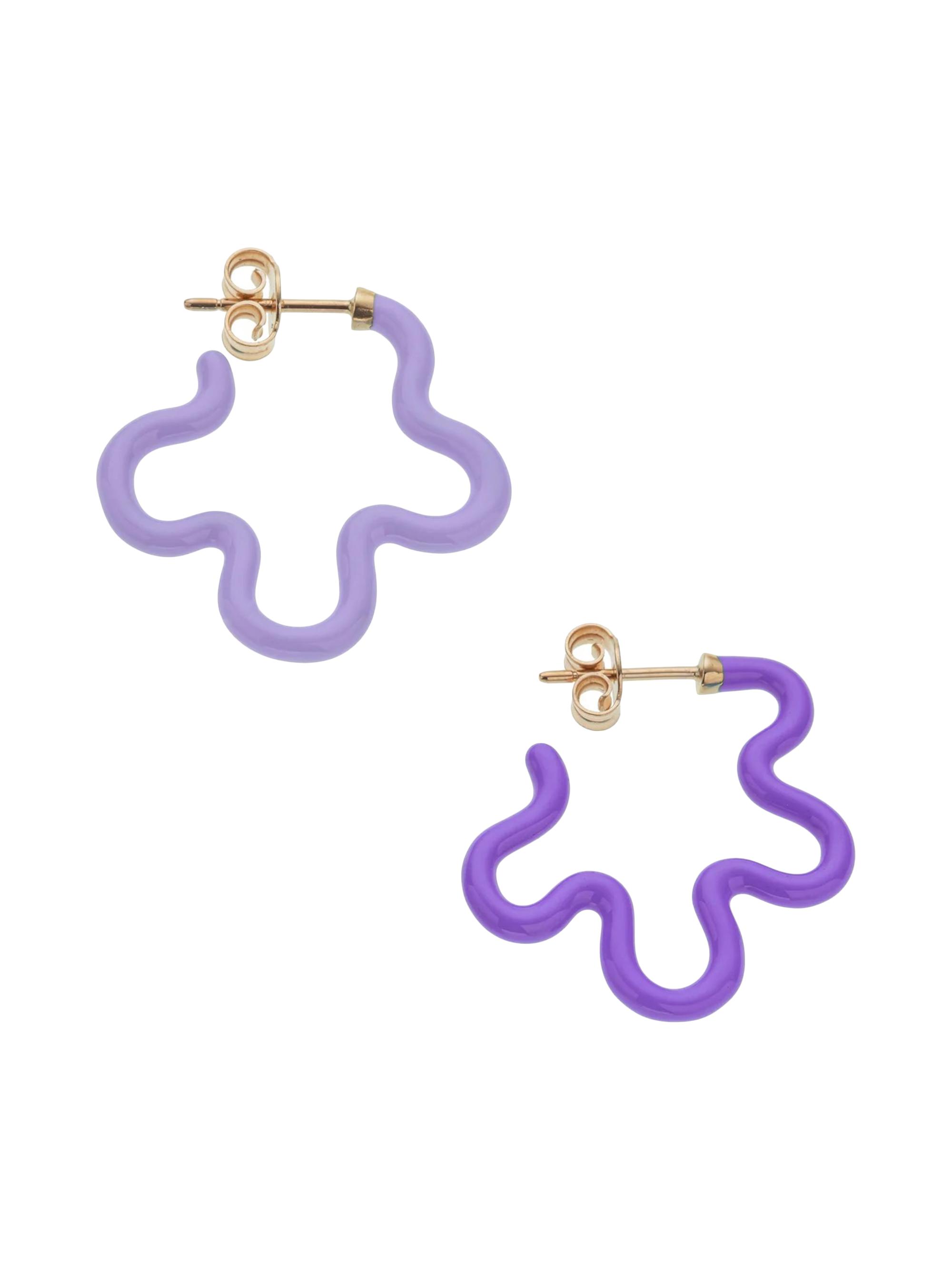 Bea Bongiasca Women's Flower Funk Flower Power Goldtone & Two-Tone Enamel Asymmetric Hoop Earrings - Purple