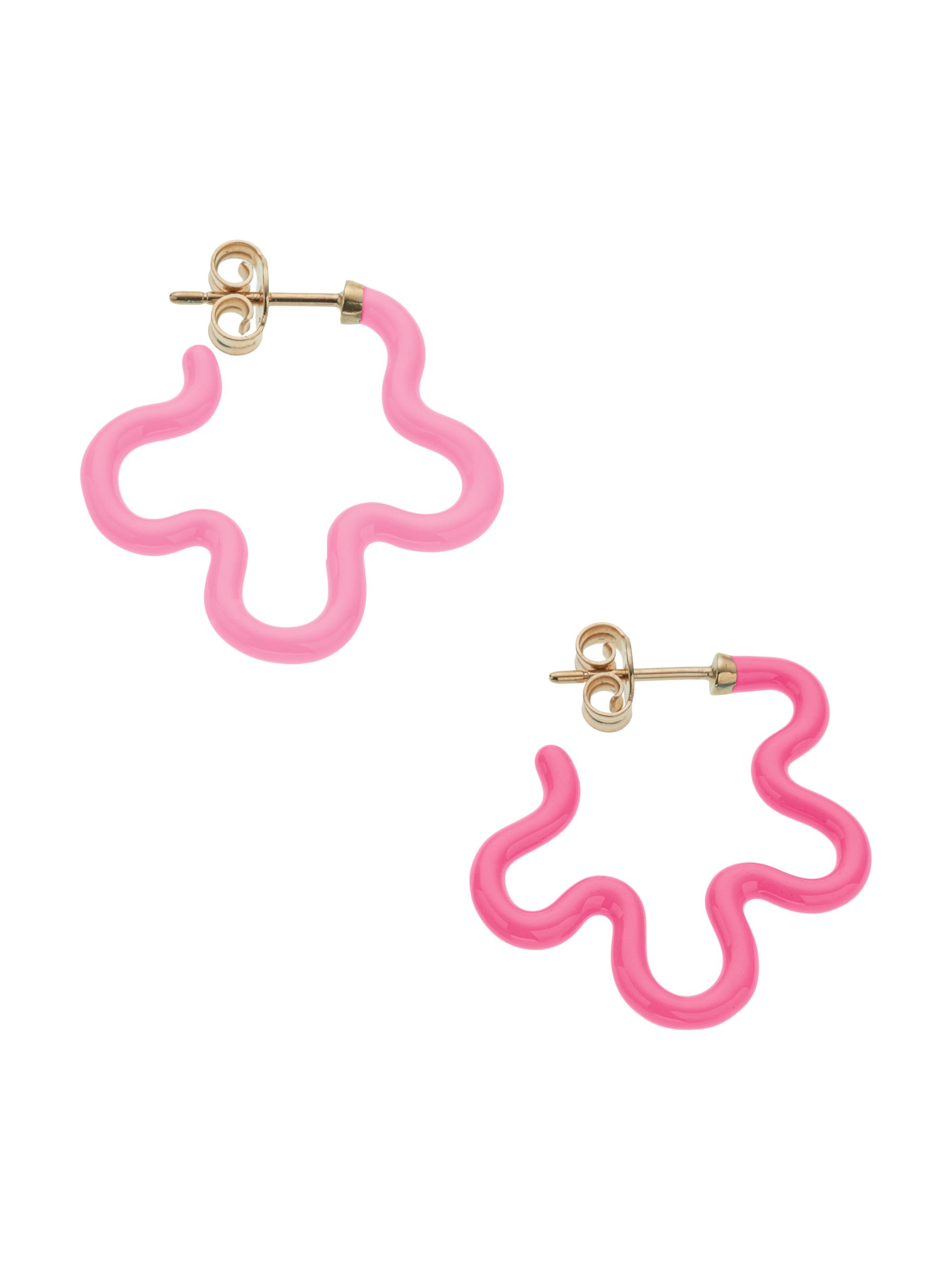 Bea Bongiasca Women's Flower Funk Two-Tone Goldtone & Enamel Asymmetric Hoop Earrings - Pink