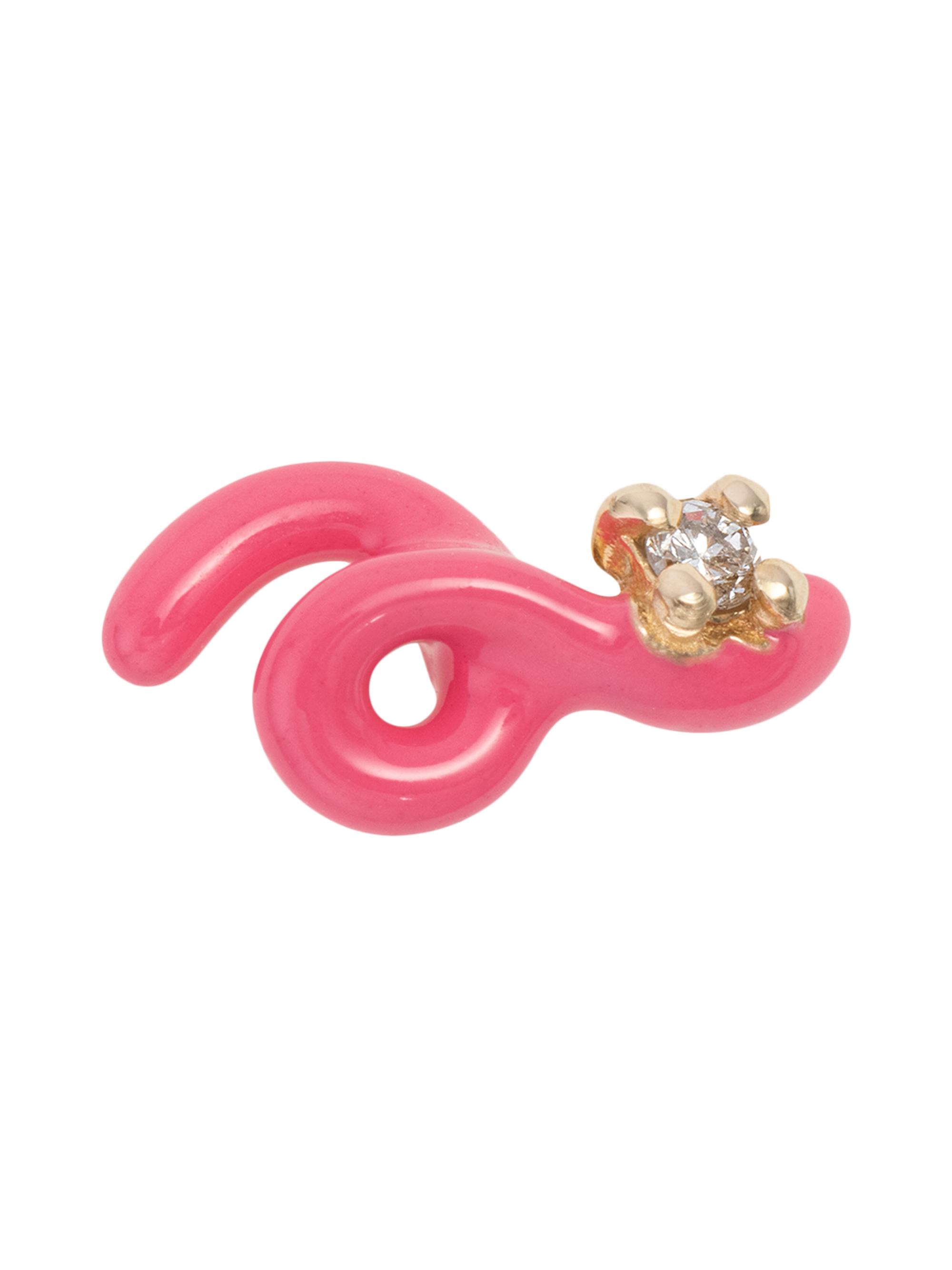 Bea Bongiasca Women's Loop Goldtone, Enamel & 0.015 TCW Diamond Single Mini Stud Earring - Pink