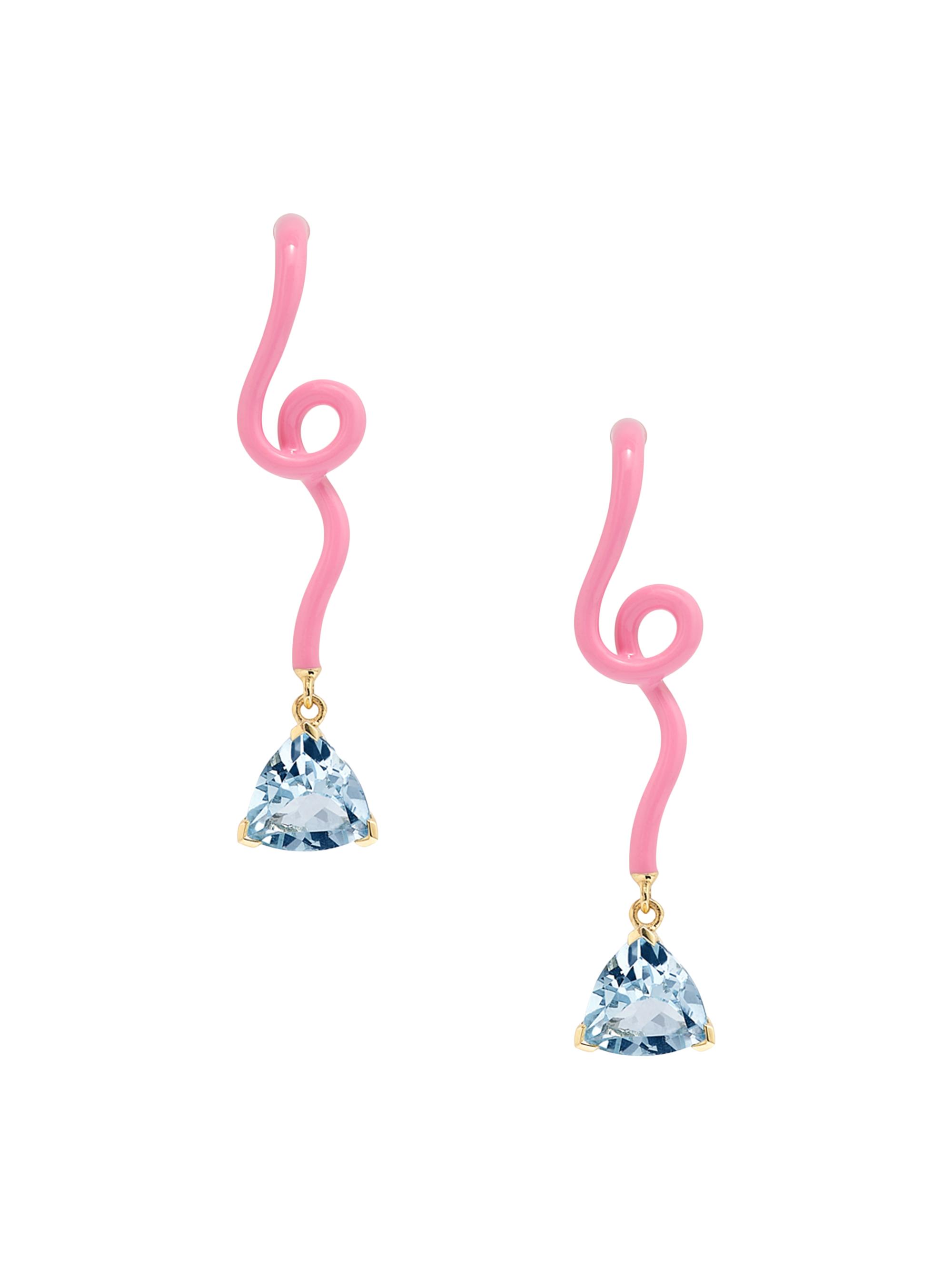 Bea Bongiasca Women's You're So Vine Goldtone, Enamel & Blue Topaz Drop Earrings - Light Pink