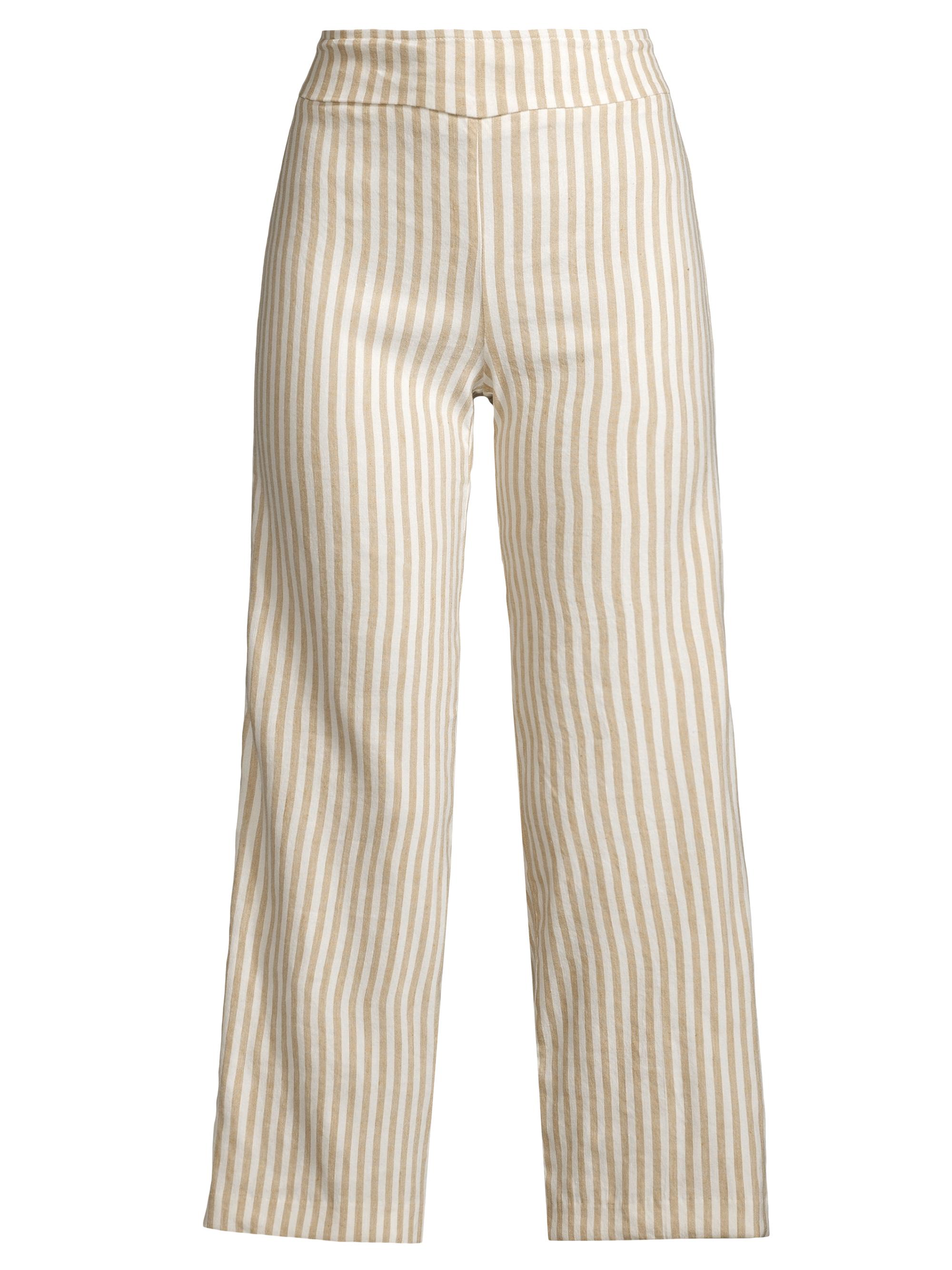 Avenue Montaigne Women's Alex Linen-Blend Ankle-Crop Pants - Beige Bengal Stripe