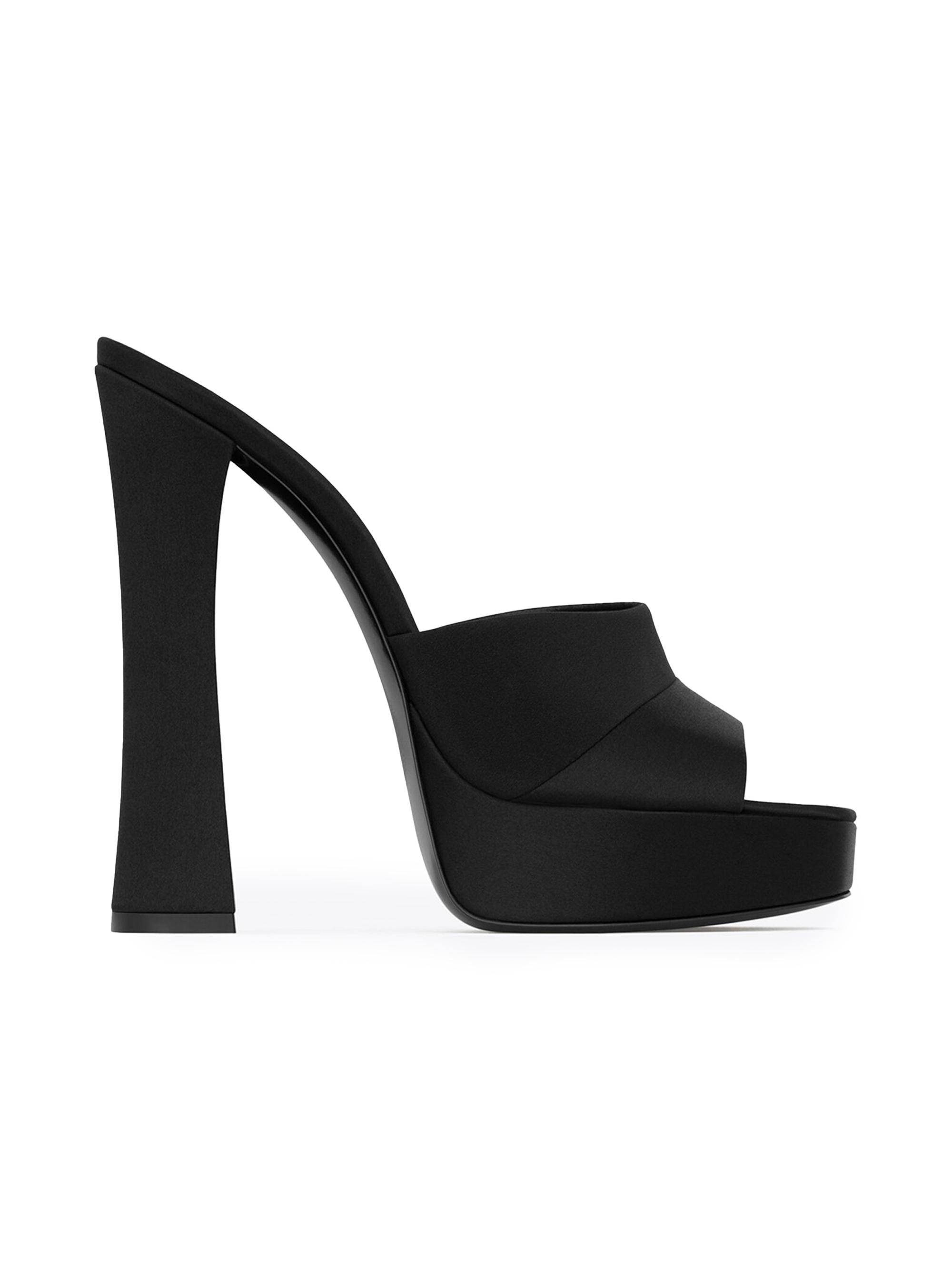 Saint Laurent Women's Boogie Platform Mules in Satin Crepe - Black