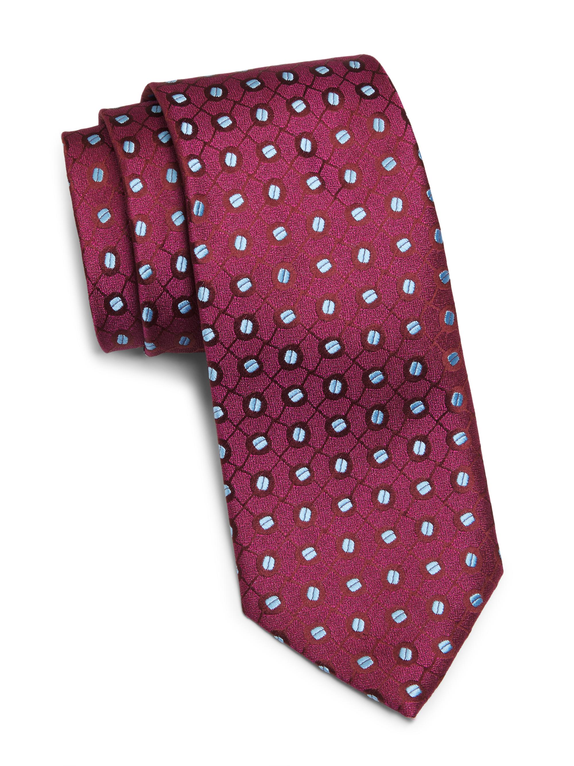 Charvet Men's Jacquard Silk Tie - Light Blue On Burgandy
