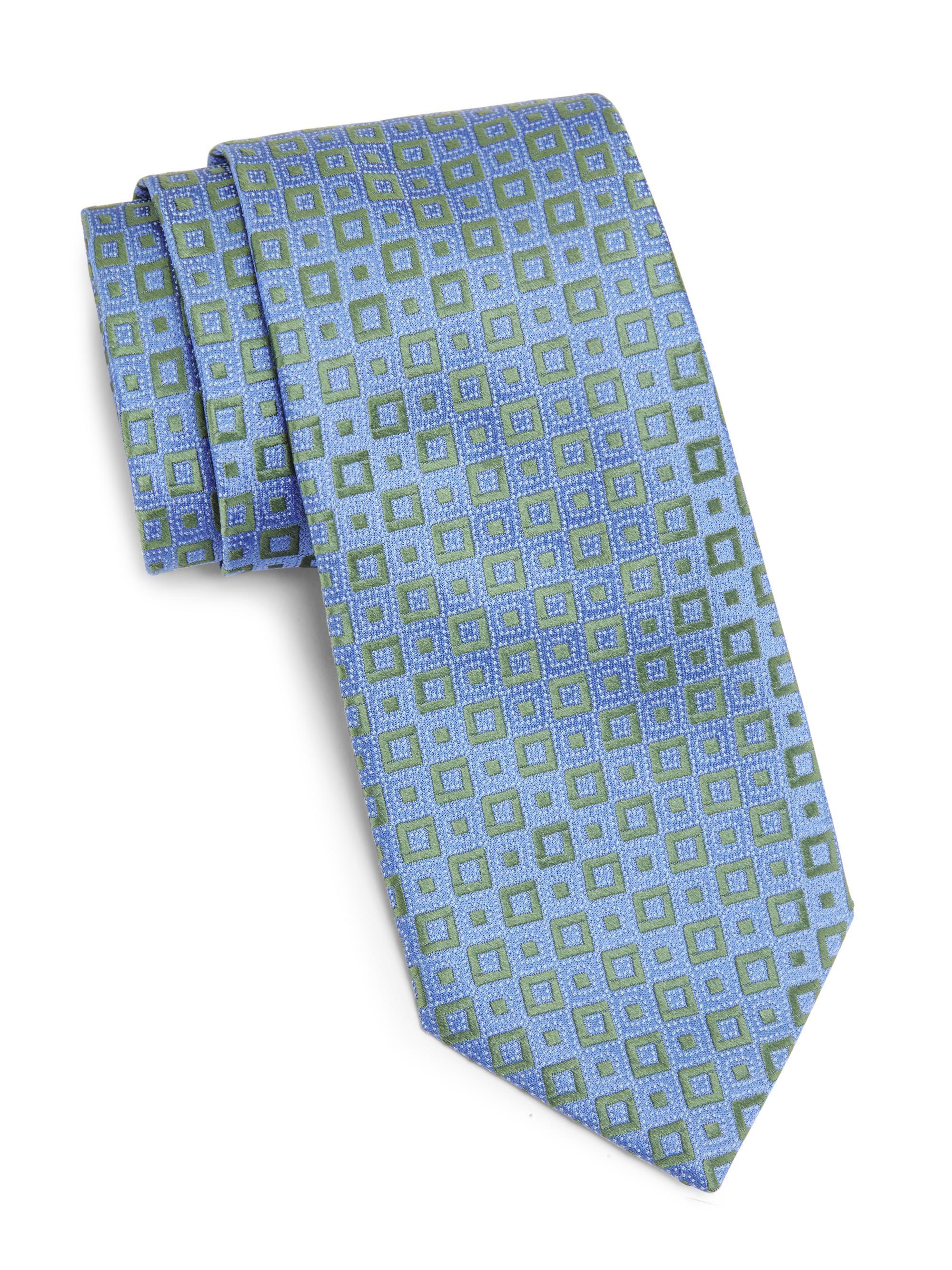 Charvet Men's Geometric Silk Tie - Blue Green