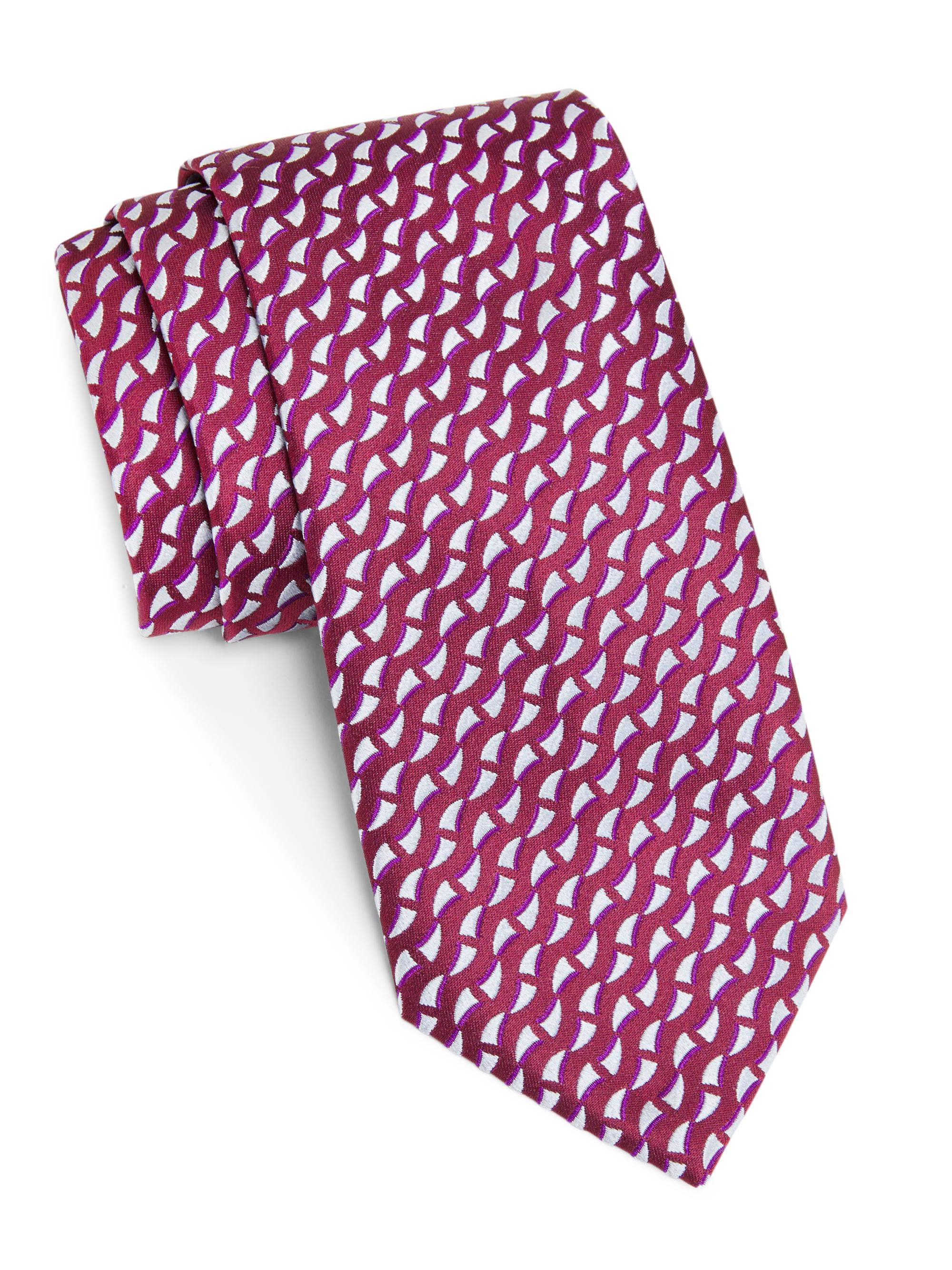 Charvet Men's Geometric Silk Tie - Burgandy Blue