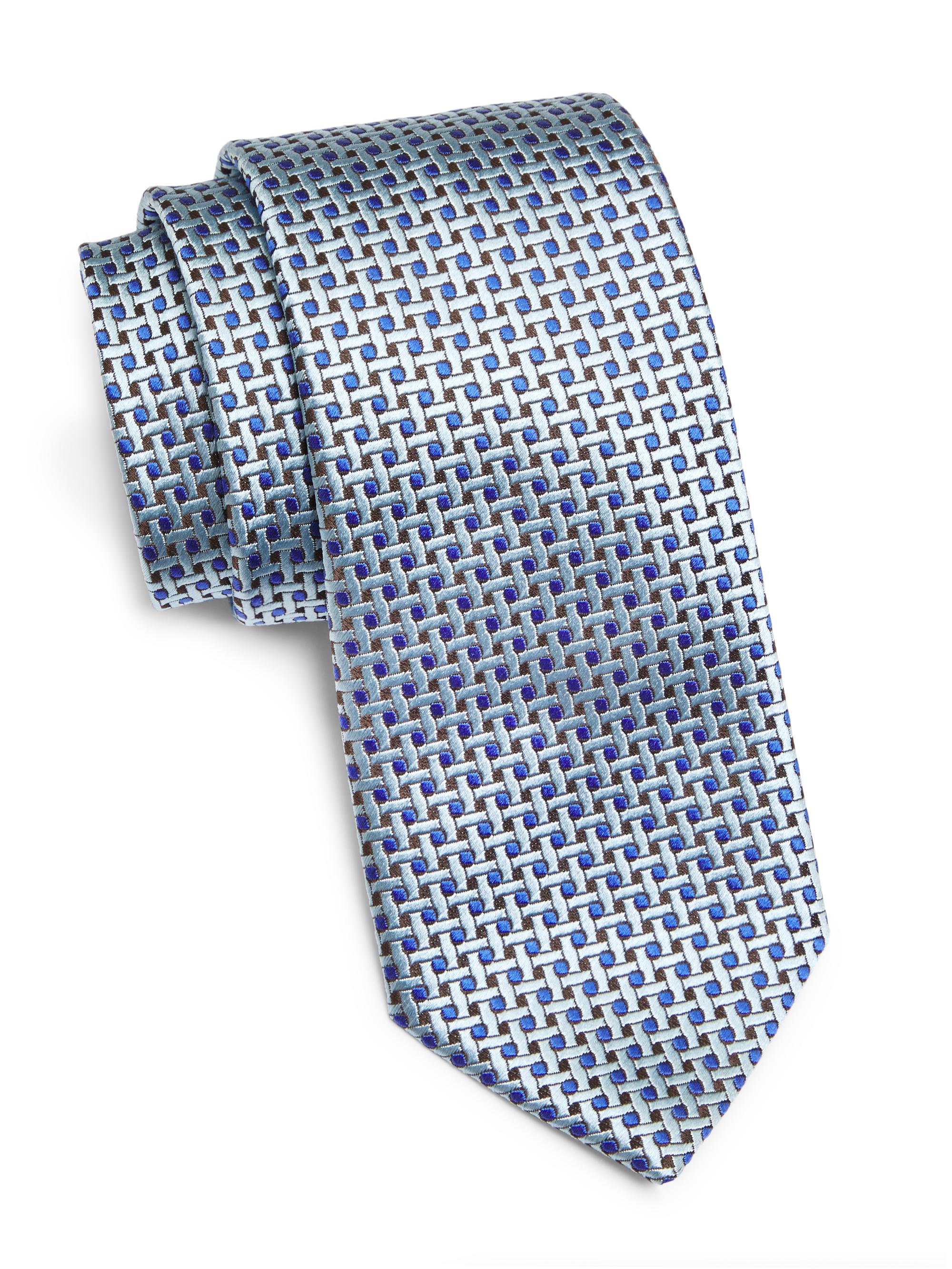Charvet Men's Geometric Silk Tie - Blue