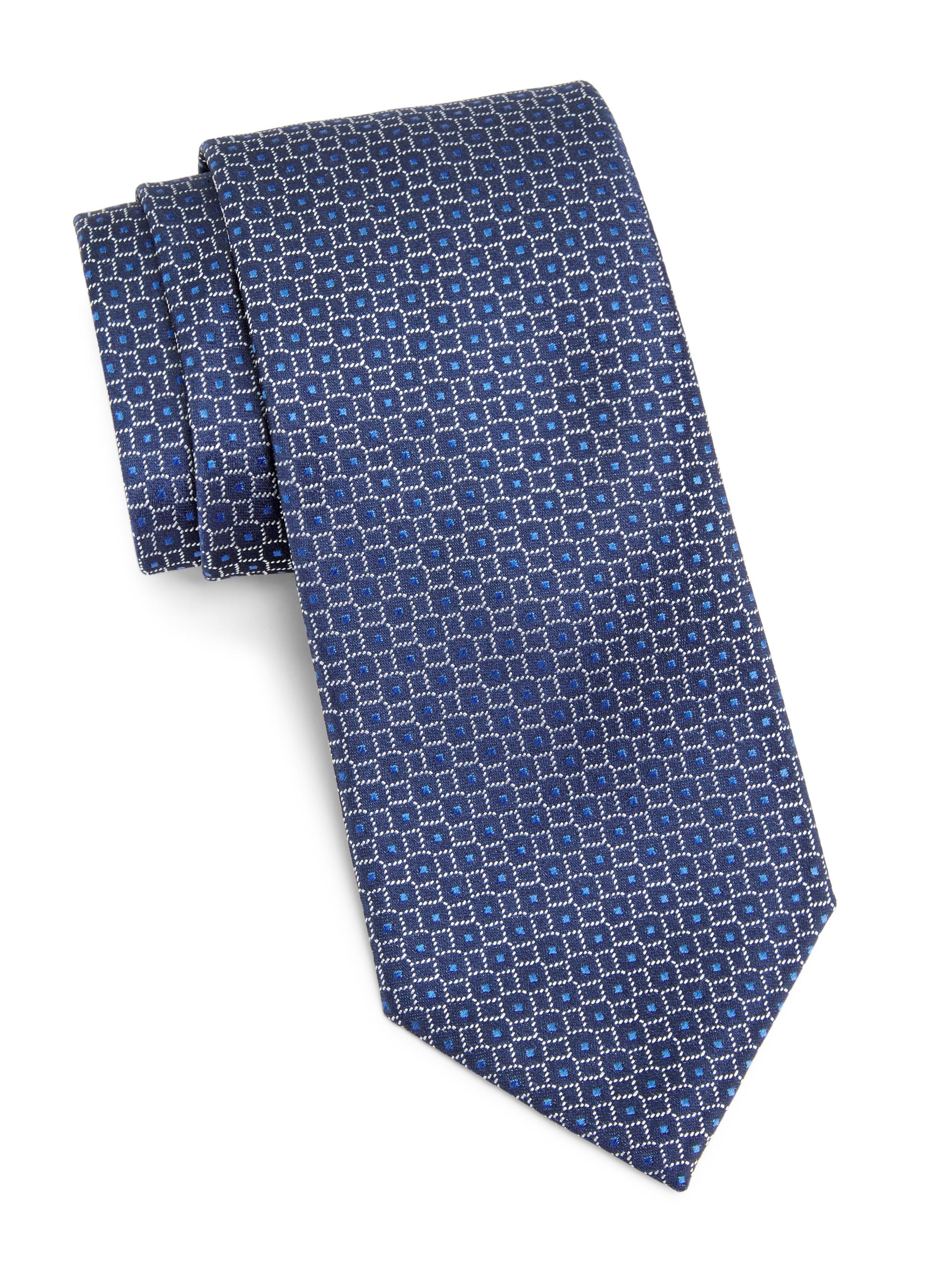 Charvet Men's Geometric Silk Tie - Blue
