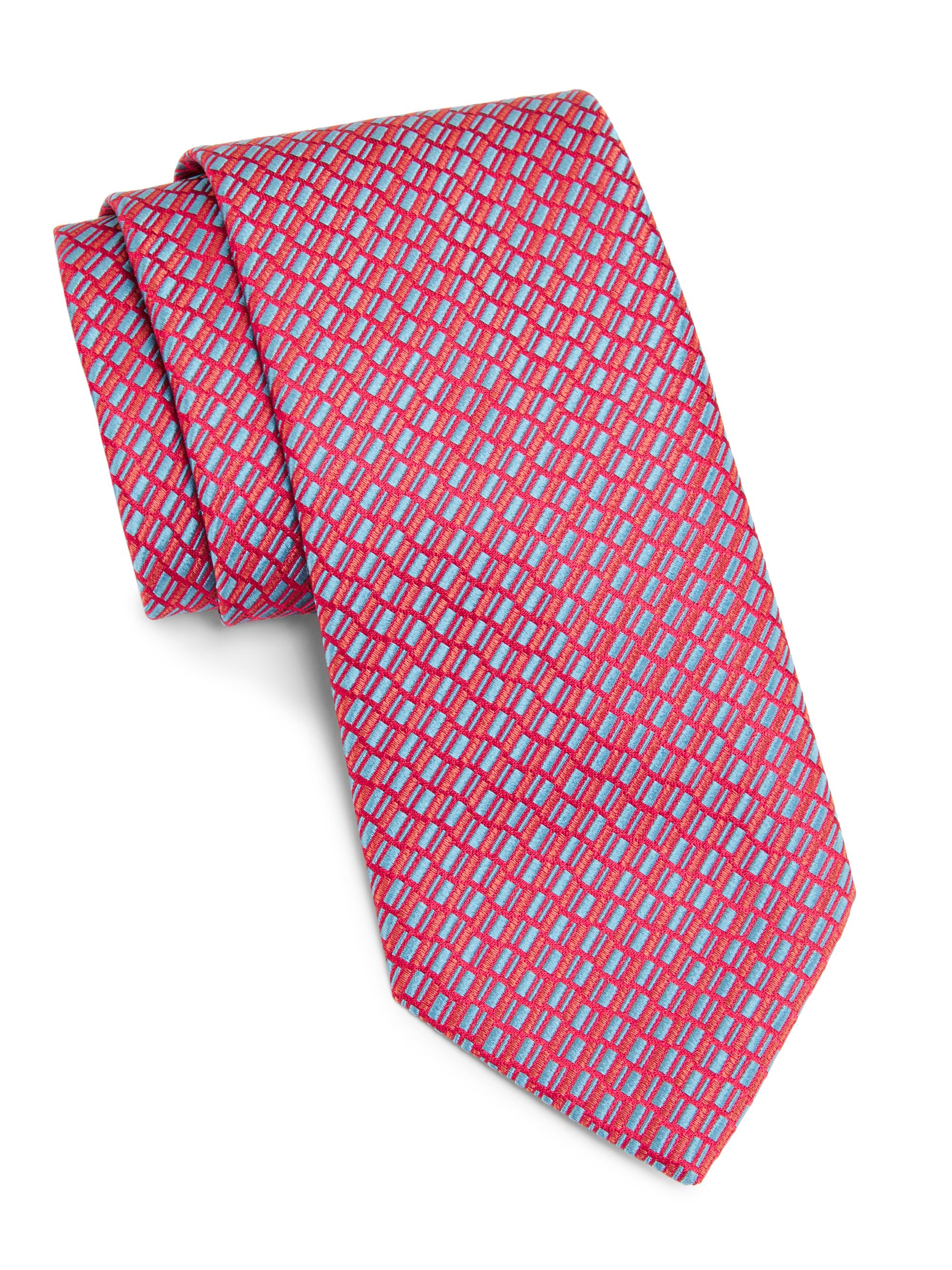 Charvet Men's Diagonal Railroad Silk Tie - Red