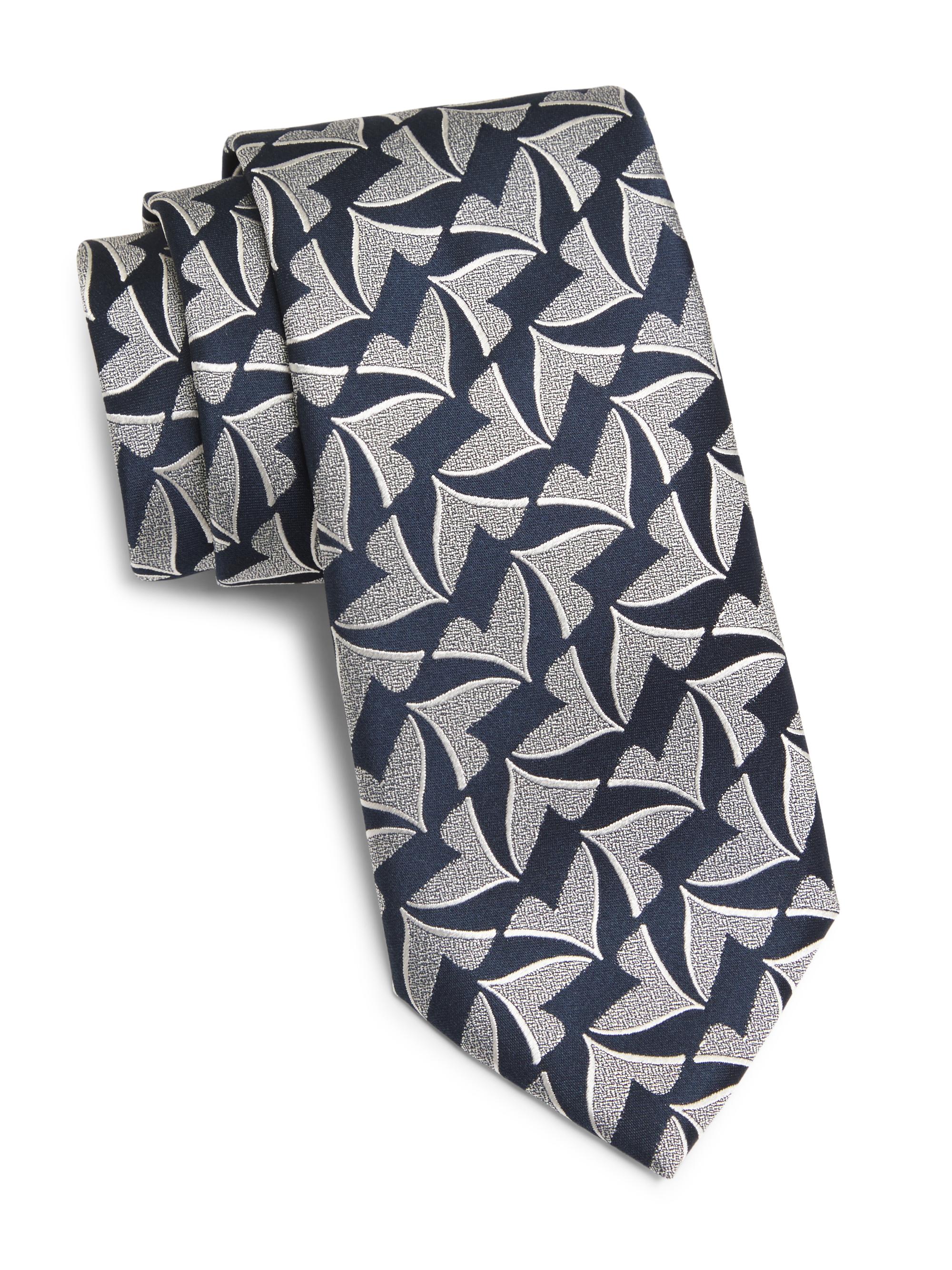 Charvet Men's Whale Tail Jacquard Silk Tie - Navy White