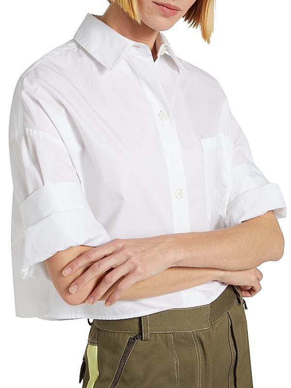 Shop TWP Next Ex Shadow Striped Cotton Crop Shirt | Saks Shop TWP Next Ex Shadow Striped Cotton Crop Shirt | Saks