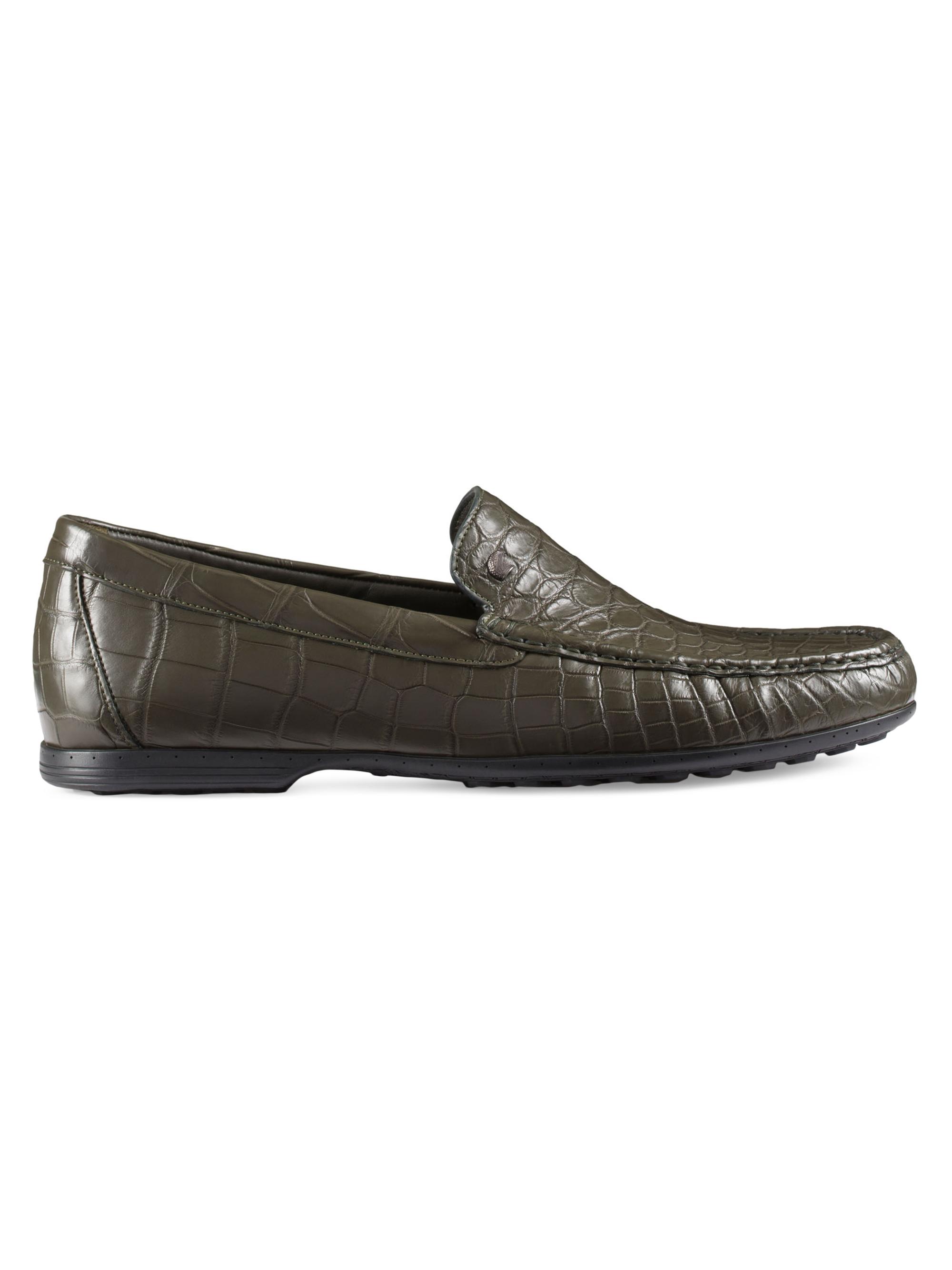 Stefano Ricci Men's Matted Crocodile Loafers - Dark Green