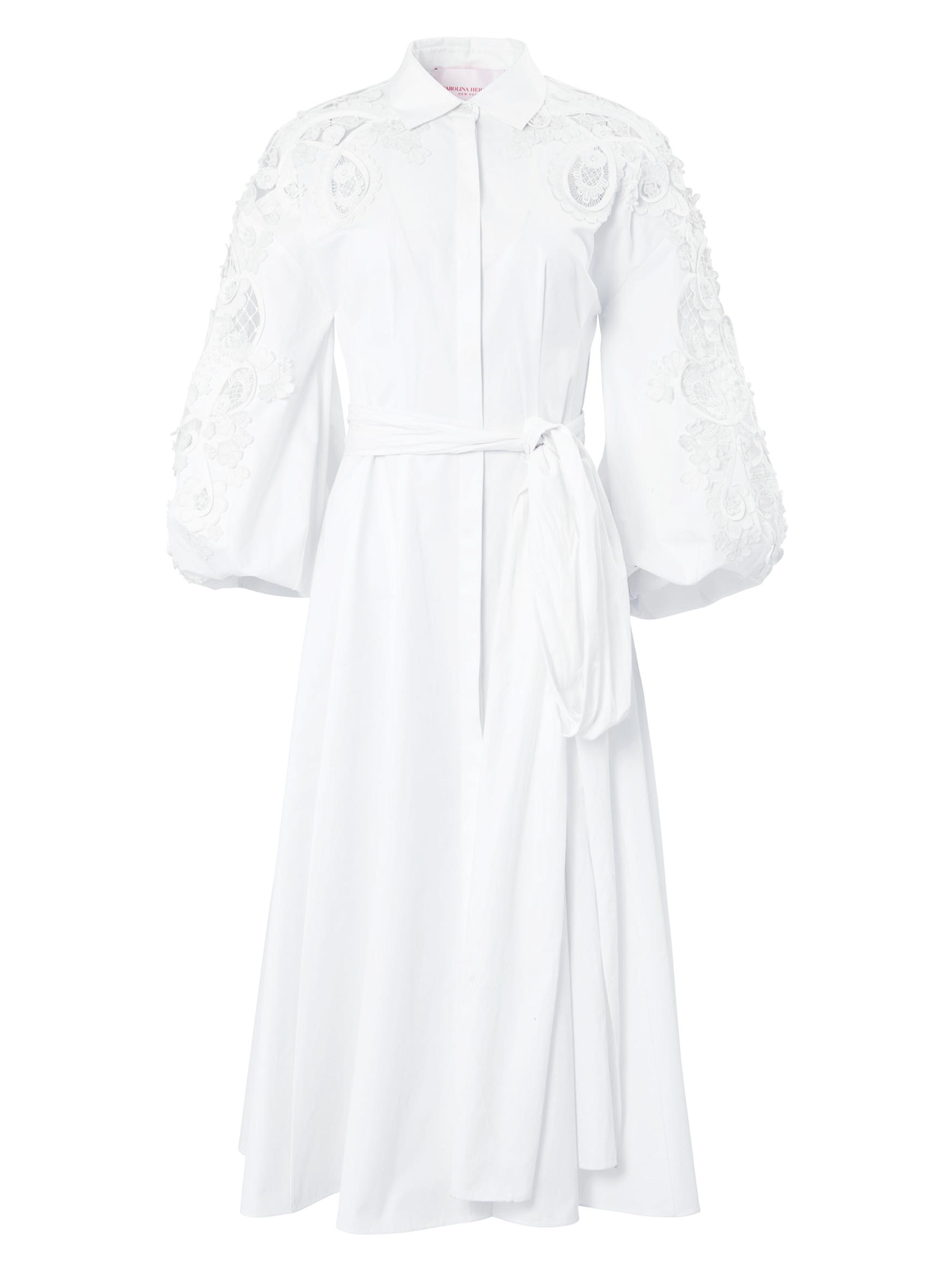 Carolina Herrera Women's Embroidered Balloon-Sleeve Shirtdress - White